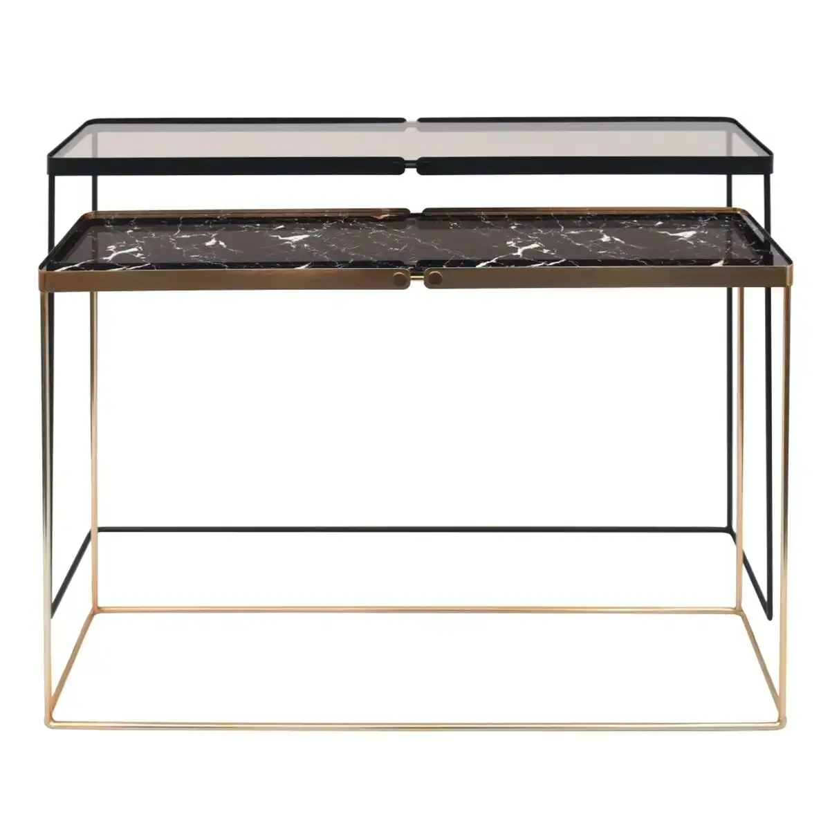 Console noir dore verre fer 111 x 25 5 x 81 cm 2 unites _5115. DIAYTAR COTE D'IVOIRE - Votre Passage vers l'Élégance Accessible. Parcourez notre boutique en ligne pour trouver des produits qui vous permettent d'allier style et économies.