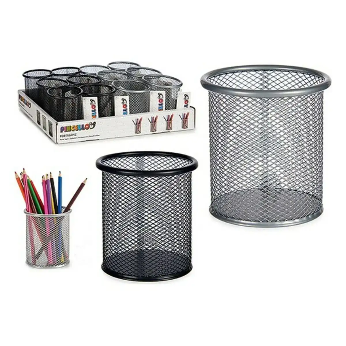 Corbeille a papier argente noir metal 600 ml 9 x 9 7 x 9 cm _3047. DIAYTAR COTE D'IVOIRE - Votre Source de Découvertes Shopping. Naviguez à travers nos catégories et découvrez des articles qui vous surprendront et vous séduiront.