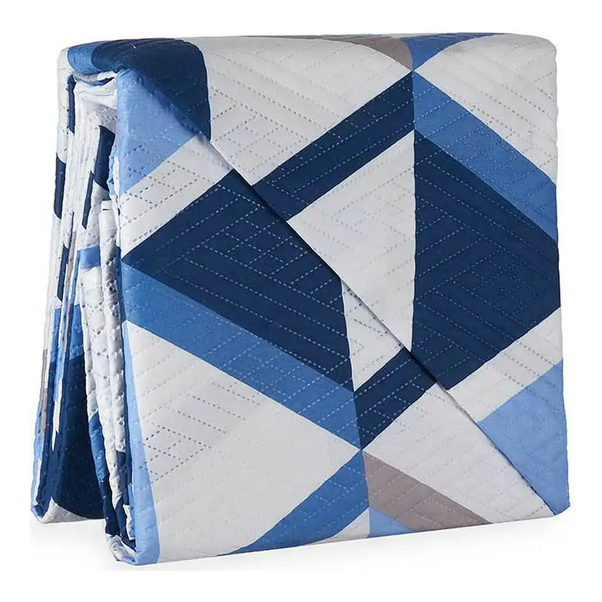 Couette reversible bleu triangle blanc 240 x 260 cm _5852. DIAYTAR COTE D'IVOIRE - L'Art de Vivre l'Élégance Accessible. Parcourez notre gamme variée et choisissez des produits qui ajoutent une touche de sophistication à votre style.