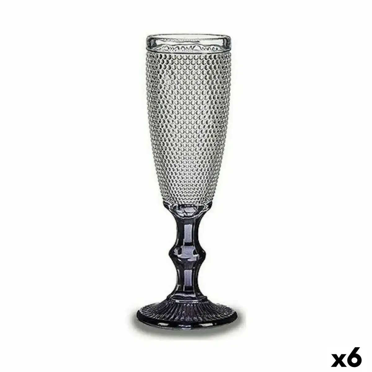 Coupe de champagne points transparent anthracite verre 6 unites 185 ml _4812. DIAYTAR COTE D'IVOIRE - Où l'Élégance Rencontré l'Accessibilité. Parcourez notre catalogue et trouvez des produits qui apportent une touche de sophistication à votre vie quotidienne sans compromettre votre budget.