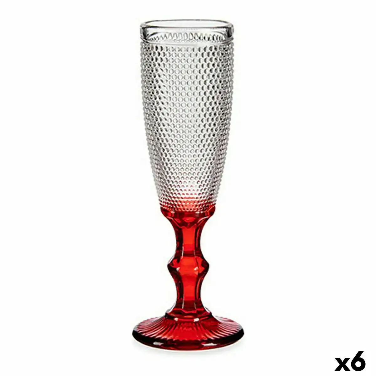 Coupe de champagne rouge transparent points verre 6 unites 180 ml _5114. DIAYTAR COTE D'IVOIRE - L'Équilibre Parfait entre Tradition et Modernité. Explorez notre collection pour trouver des produits qui incarnent la culture et la contemporanéité du Côte d'Ivoire.