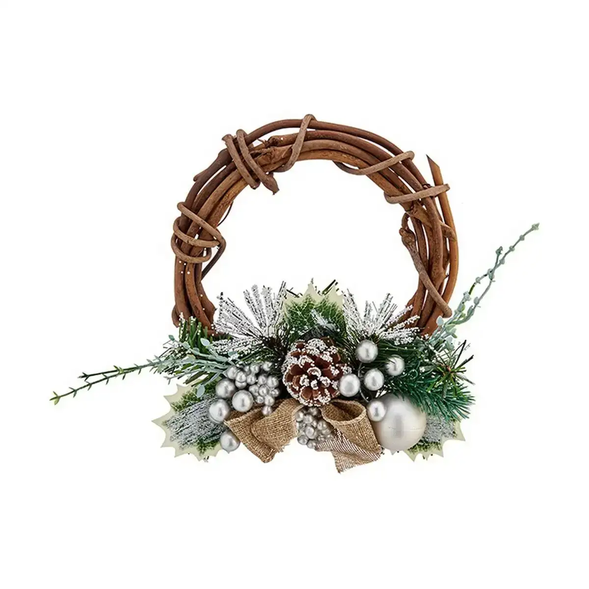 Couronne de noel 20 32 cm 22 x 8 x 22 cm argente bois vert plastique_8472. DIAYTAR COTE D'IVOIRE - Là où Choisir est un Acte d'Amour pour la Culture Côte d'Ivoireaise. Explorez notre gamme et choisissez des produits qui célèbrent la richesse de notre patrimoine.