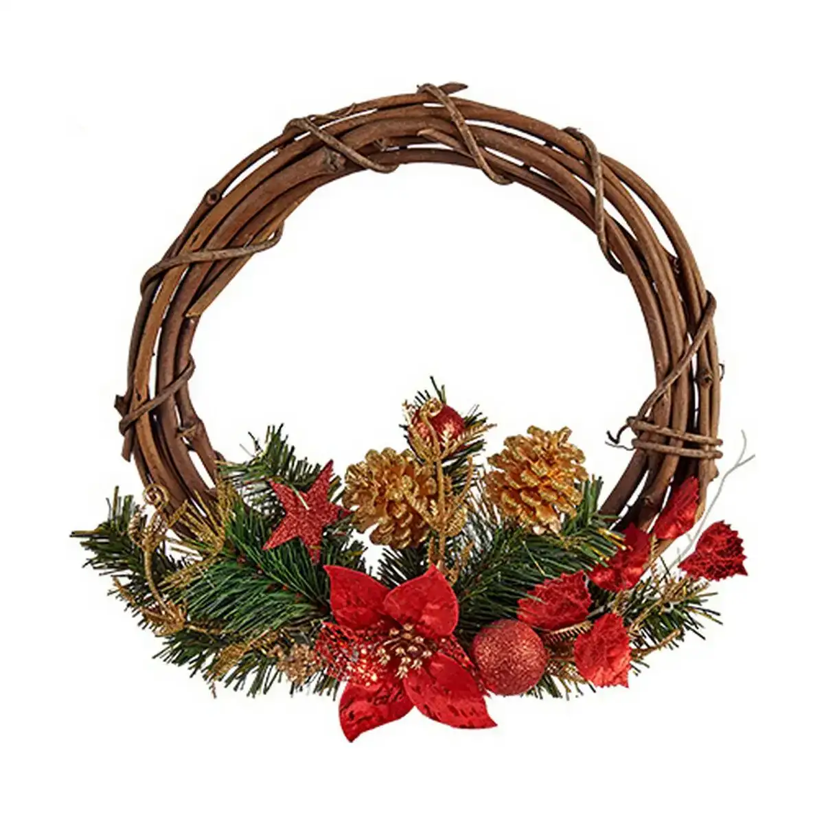 Couronne de noel 30 48 cm rouge bois vert plastique_5955. DIAYTAR COTE D'IVOIRE - L'Art de Magasiner sans Frontières. Parcourez notre vaste sélection d'articles et trouvez tout ce dont vous avez besoin, du chic à l'authentique, du moderne au traditionnel.