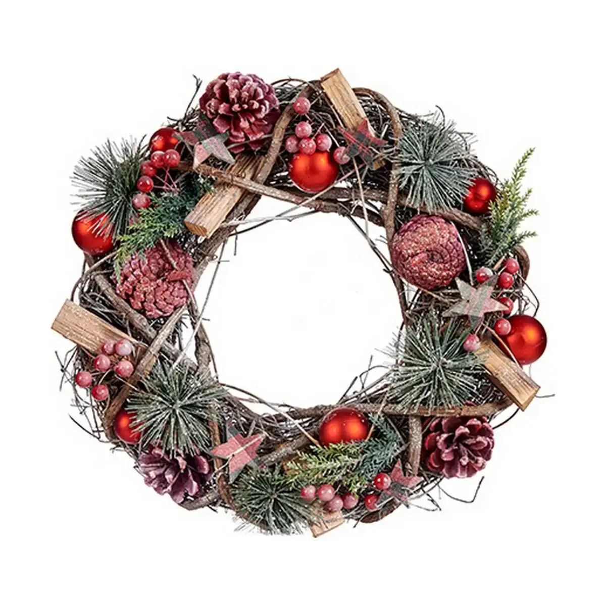 Couronne de noel 35 x 10 x 35 cm naturel rouge bois vert plastique_6043. DIAYTAR COTE D'IVOIRE - Votre Plateforme Shopping de Confiance. Naviguez à travers nos rayons et choisissez des produits fiables qui répondent à vos besoins quotidiens.