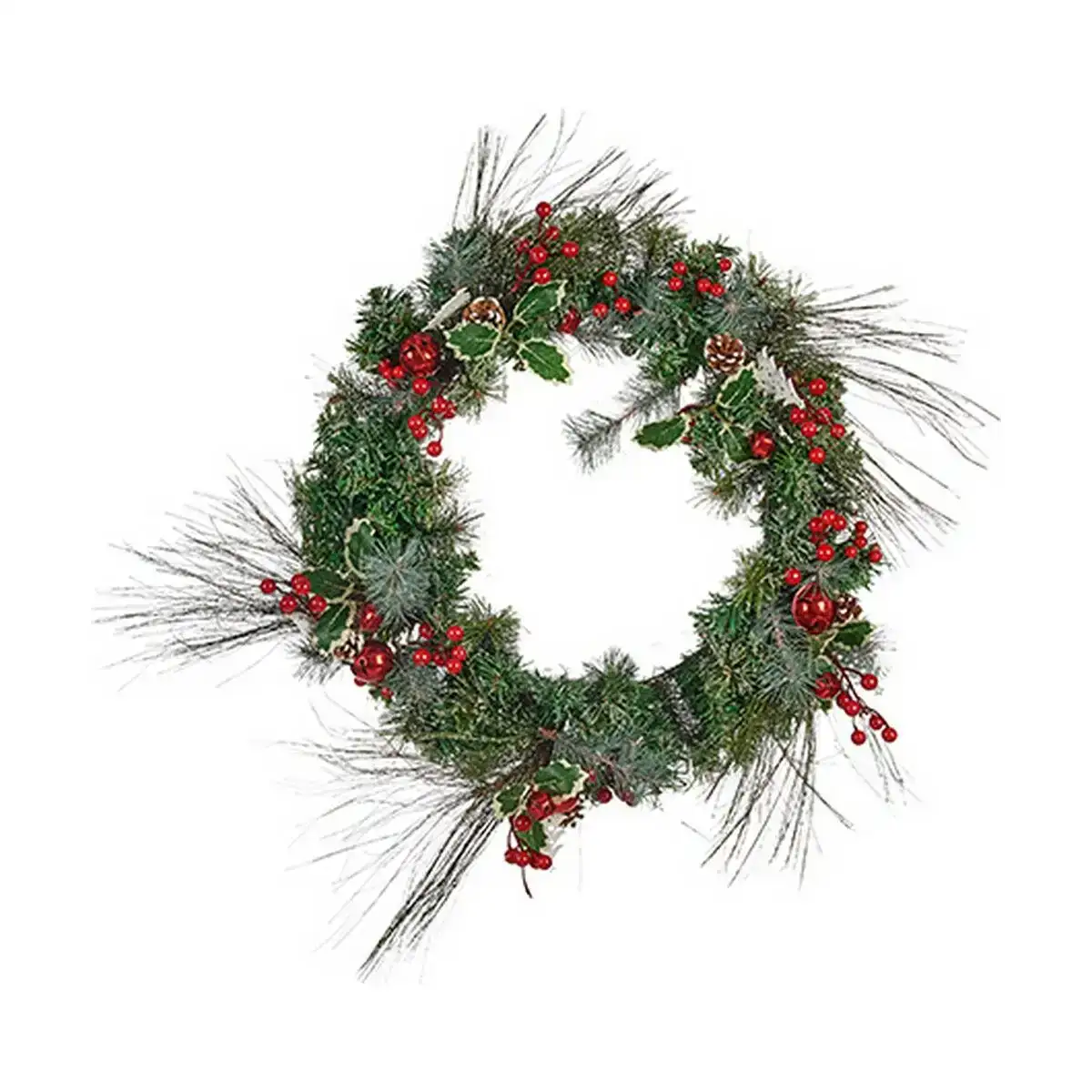 Couronne de noel 44 x 18 cm fruits rouges rouge vert plastique_3676. DIAYTAR COTE D'IVOIRE - Là où le Shopping Devient une Expérience. Naviguez à travers notre catalogue diversifié et découvrez des produits qui ajoutent de la couleur et de la passion à votre vie.