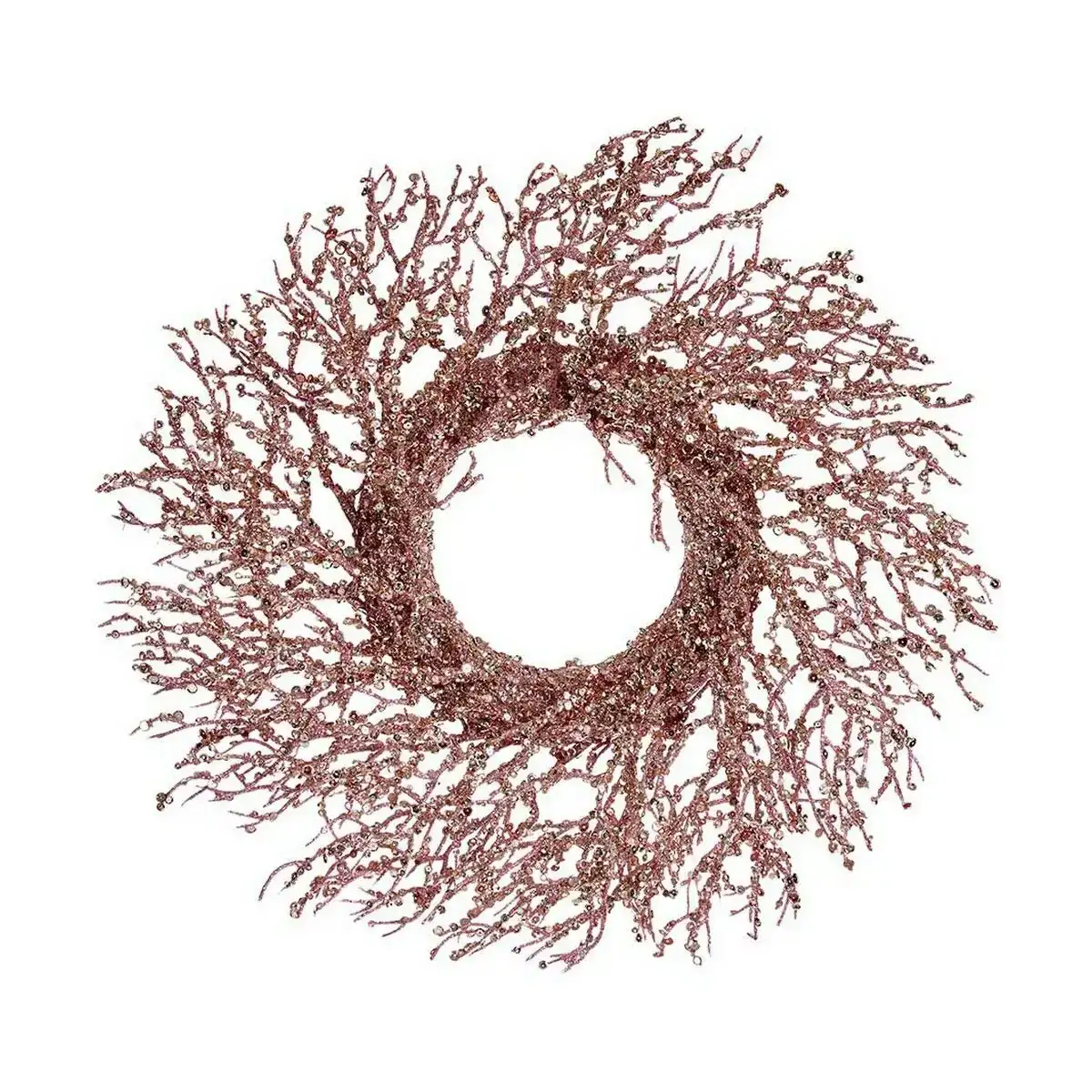 Couronne de noel branche rose dore plastique 50 x 10 x 50 cm_6678. DIAYTAR COTE D'IVOIRE - Là où Choisir est une Affirmation de Style. Naviguez à travers notre boutique en ligne et choisissez des produits qui vous distinguent et vous valorisent.