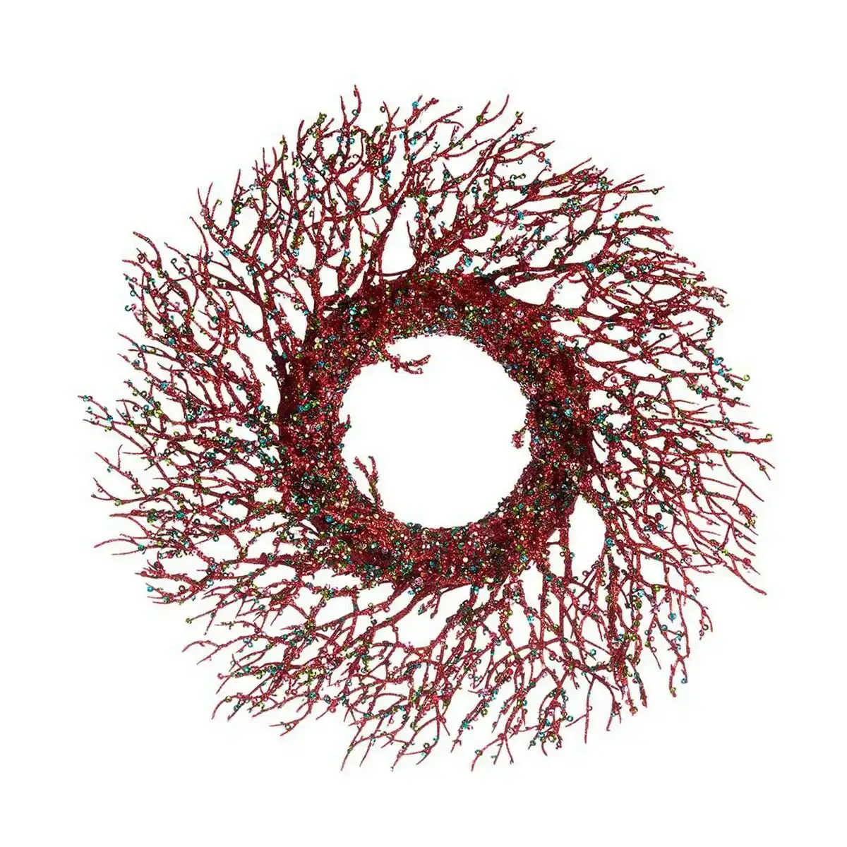 Couronne de noel branche rouge bleu plastique 50 x 10 x 50 cm_8183. DIAYTAR COTE D'IVOIRE - Où Choisir est une Découverte. Parcourez notre catalogue et trouvez des articles qui éveillent votre curiosité et enrichissent votre expérience shopping.