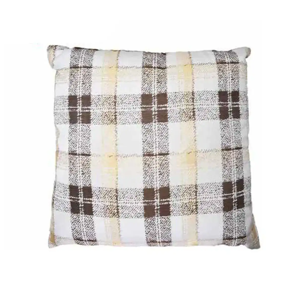 Coussin marron 60 x 60 cm carreaux_7042. DIAYTAR COTE D'IVOIRE - Votre Passage vers le Raffinement. Plongez dans notre univers de produits exquis et choisissez des articles qui ajoutent une touche de sophistication à votre vie.