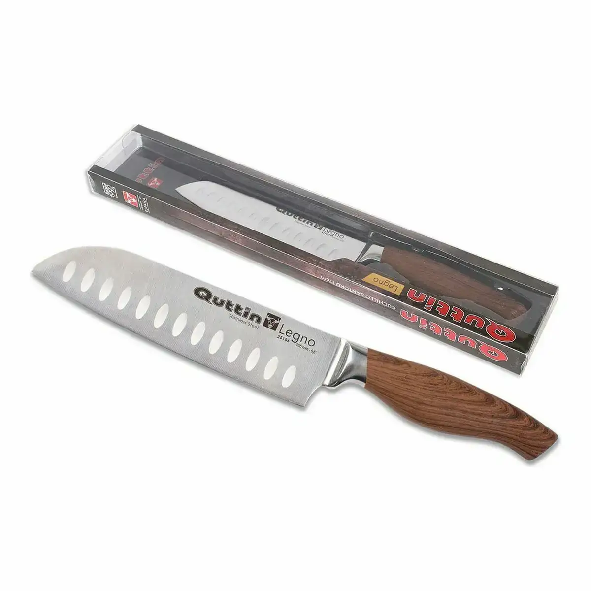 Couteau de cuisine quttin legno santoku acier inoxydable 17 cm _6327. DIAYTAR COTE D'IVOIRE - Votre Passage vers l'Exceptionnel. Explorez notre boutique en ligne, où chaque produit est choisi avec soin pour offrir une expérience de shopping inoubliable.