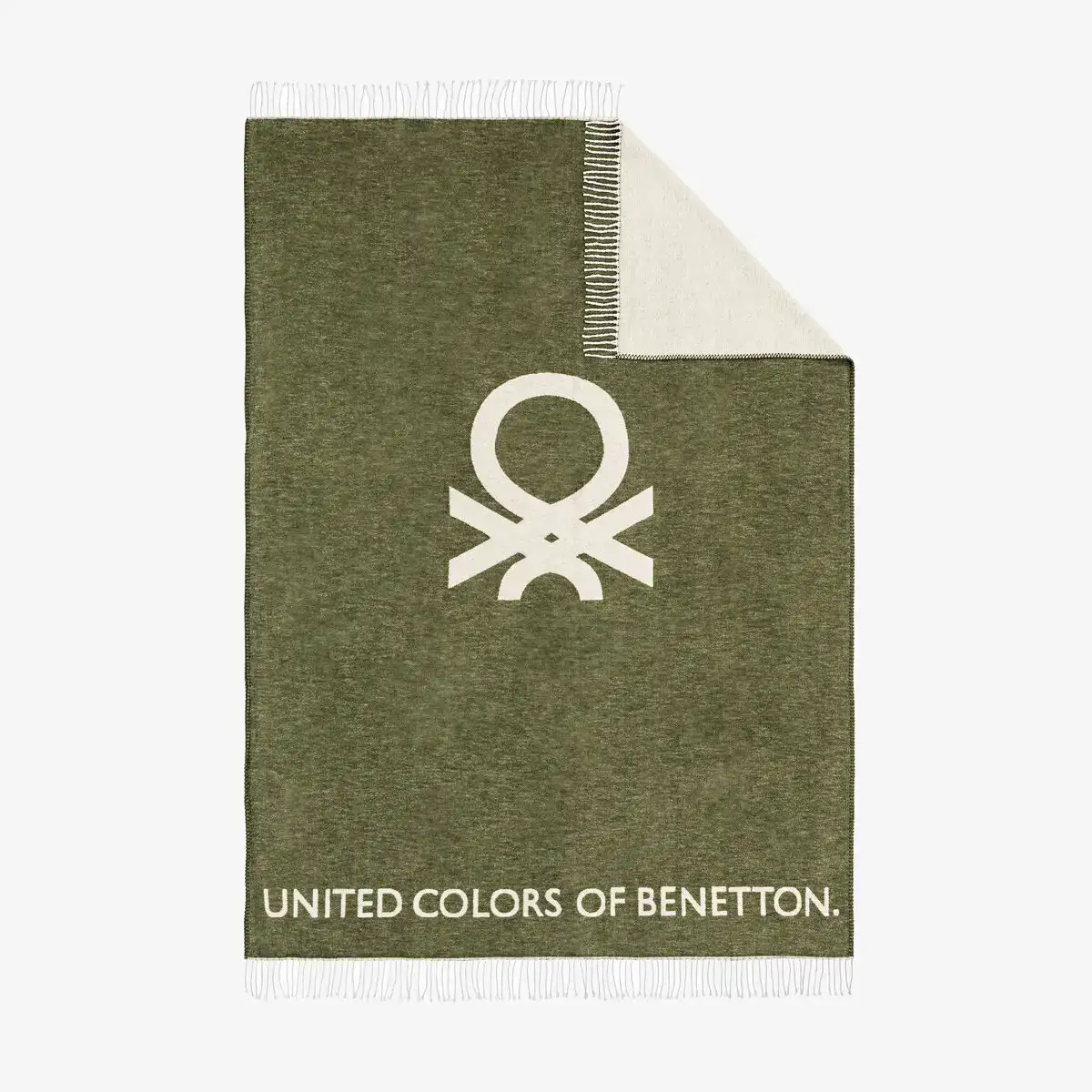 Couverture benetton logo rainbow be blanc vert_4622. DIAYTAR COTE D'IVOIRE - Votre Destination pour un Shopping Éclairé. Parcourez notre boutique en ligne pour découvrir des produits de qualité qui embelliront votre quotidien.