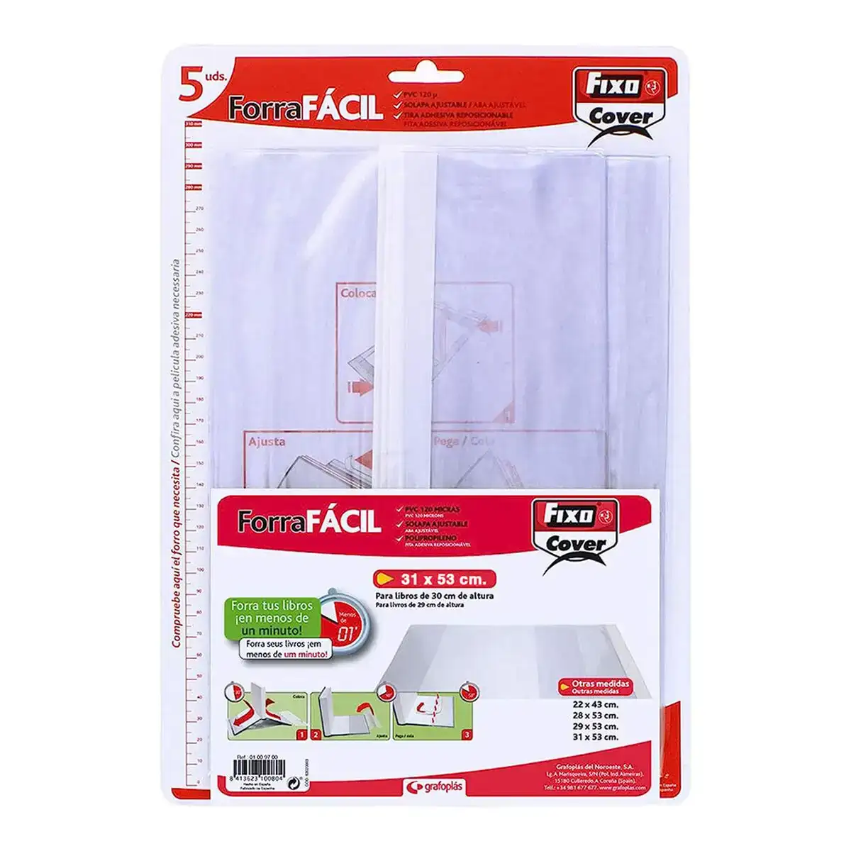 Couverture de livre adhesive grafoplas transparent pvc 5 unites 31 x 53 cm_7599. DIAYTAR COTE D'IVOIRE - Votre Passage vers le Chic et l'Élégance. Naviguez à travers notre boutique en ligne pour trouver des produits qui ajoutent une touche sophistiquée à votre style.