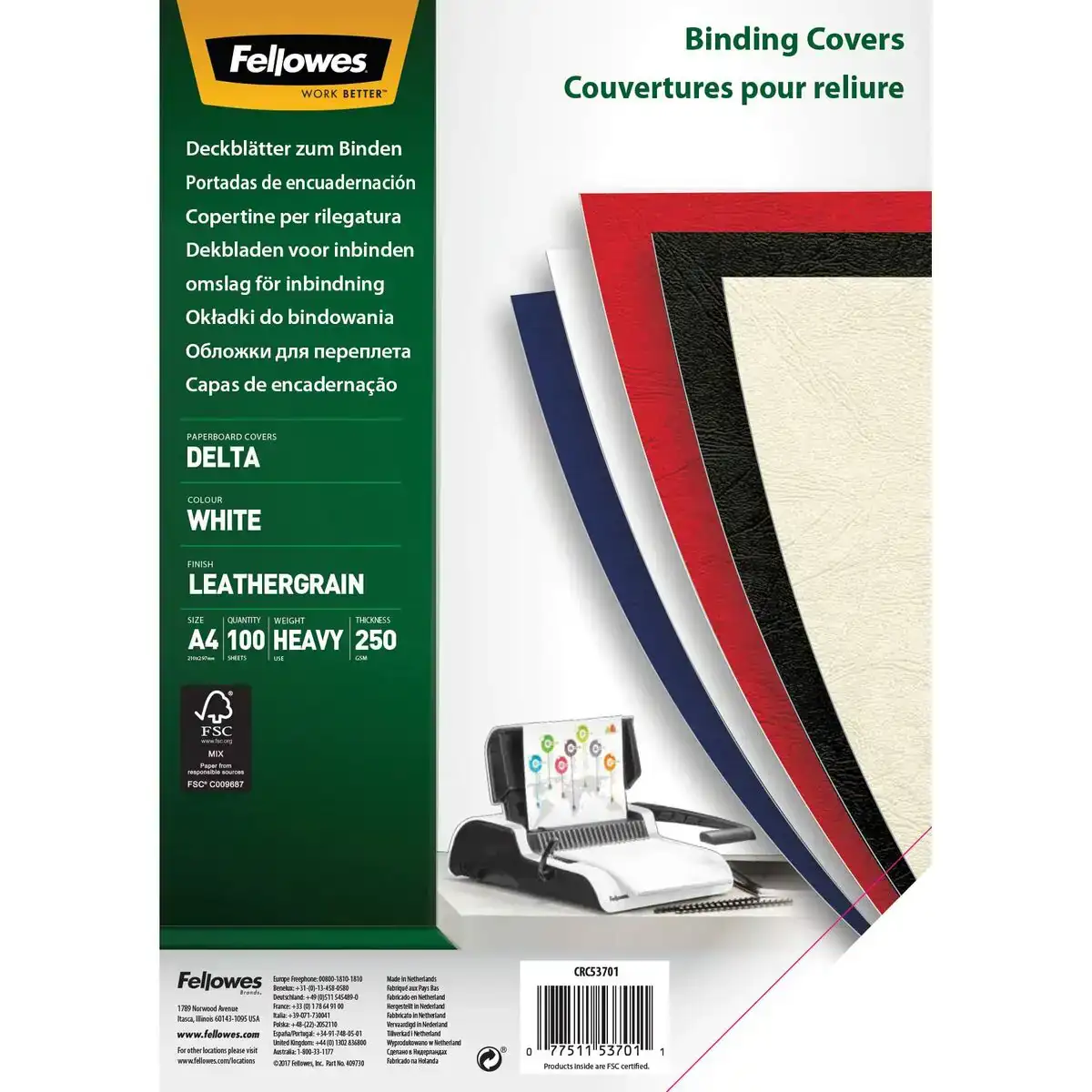 Couvertures de reliure fellowes delta a4 100 unites blanc a4 carton_7796. Bienvenue chez DIAYTAR COTE D'IVOIRE - Où le Shopping Rime avec Diversité. Plongez dans notre univers de produits et découvrez des trésors qui représentent la richesse culturelle du Côte d'Ivoire.