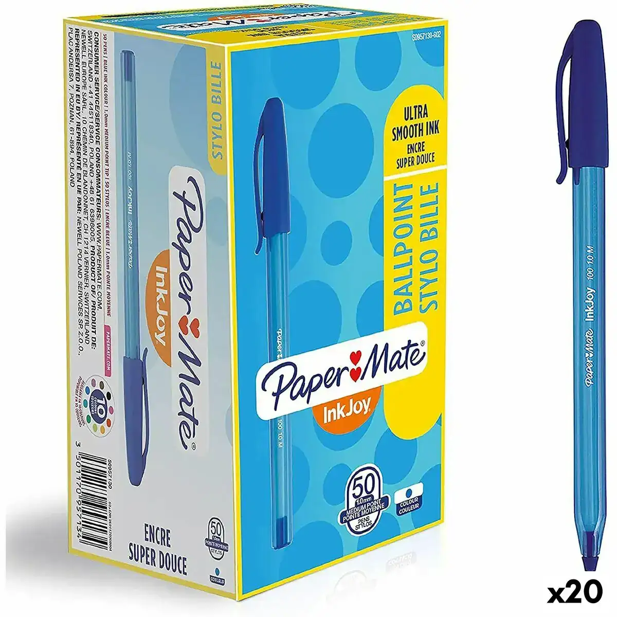 Crayon paper mate inkjoy 50 pieces bleu 1 mm 20 unites _3188. DIAYTAR COTE D'IVOIRE - Votre Destination Shopping Éthique. Parcourez notre gamme et choisissez des articles qui respectent l'environnement et les communautés locales.