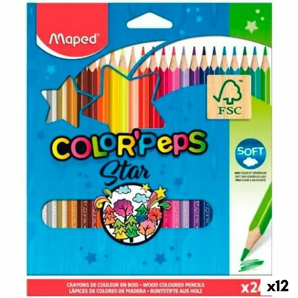Crayons de couleur maped color peps star multicouleur 24 pieces 12 unites _4702. DIAYTAR COTE D'IVOIRE - Votre Marché Virtuel au Côte d'Ivoire. Parcourez notre boutique en ligne pour trouver des trésors cachés, des articles indispensables du quotidien aux joyaux artistiques.
