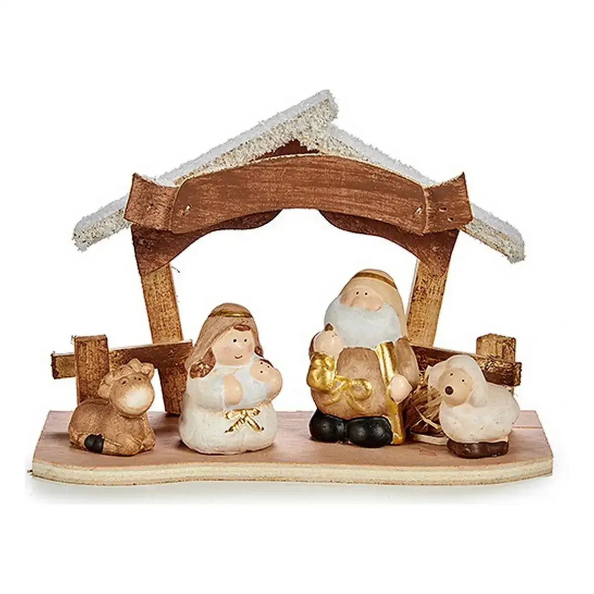 Creche de noel blanc marron dore bois ceramique 8 5 x 15 5 x 21 5 cm_3432. Bienvenue sur DIAYTAR COTE D'IVOIRE - Votre Source de Trouvailles Uniques. Explorez nos rayons virtuels pour dénicher des trésors que vous ne trouverez nulle part ailleurs, allant des trésors artisanaux aux articles tendance.