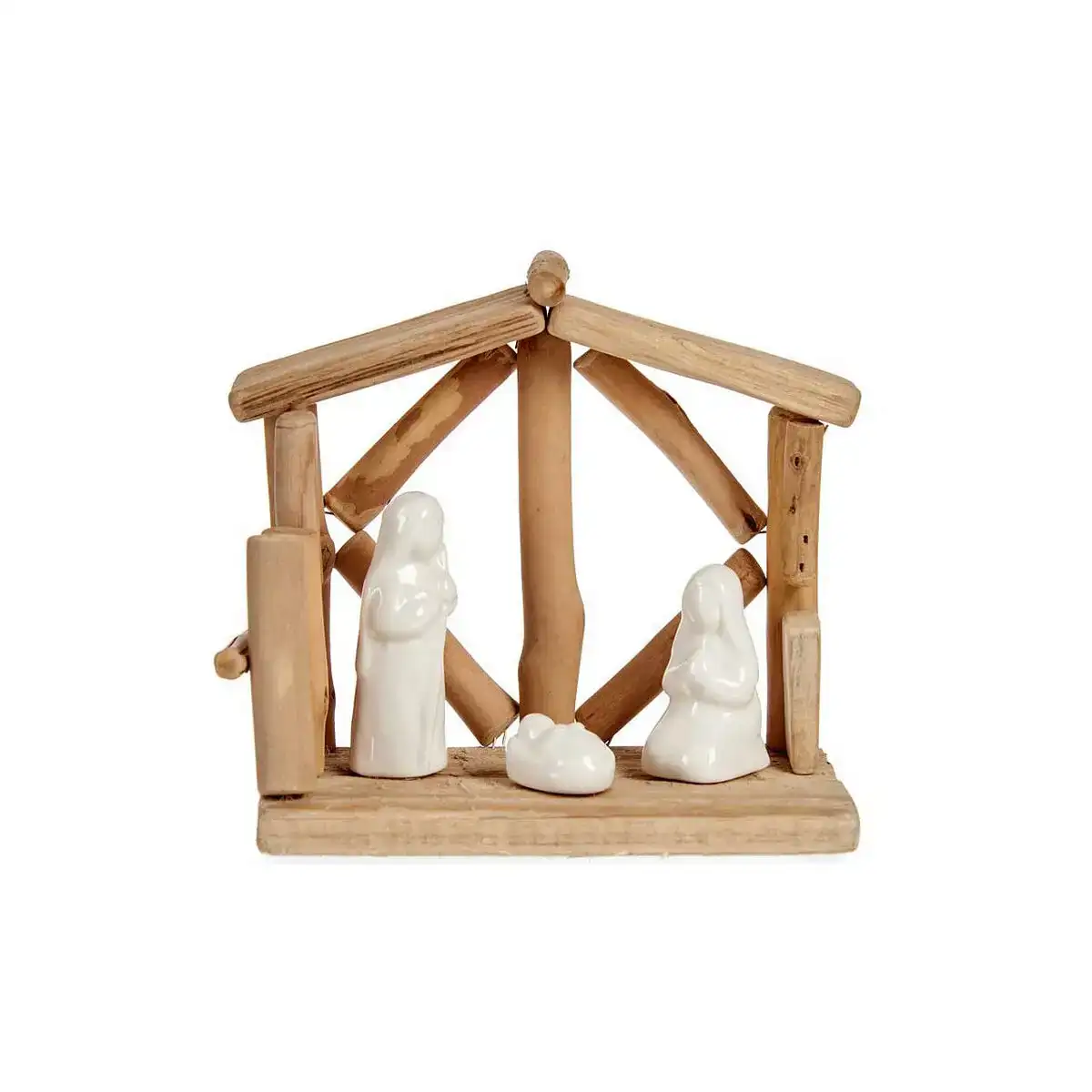 Creche de noel ceramique naturel bois blanc 17 x 14 5 x 8 cm _6448. DIAYTAR COTE D'IVOIRE - L'Art de Choisir, l'Art de S'émerveiller. Explorez notre boutique en ligne et choisissez des articles qui éveillent votre sens de l'émerveillement.