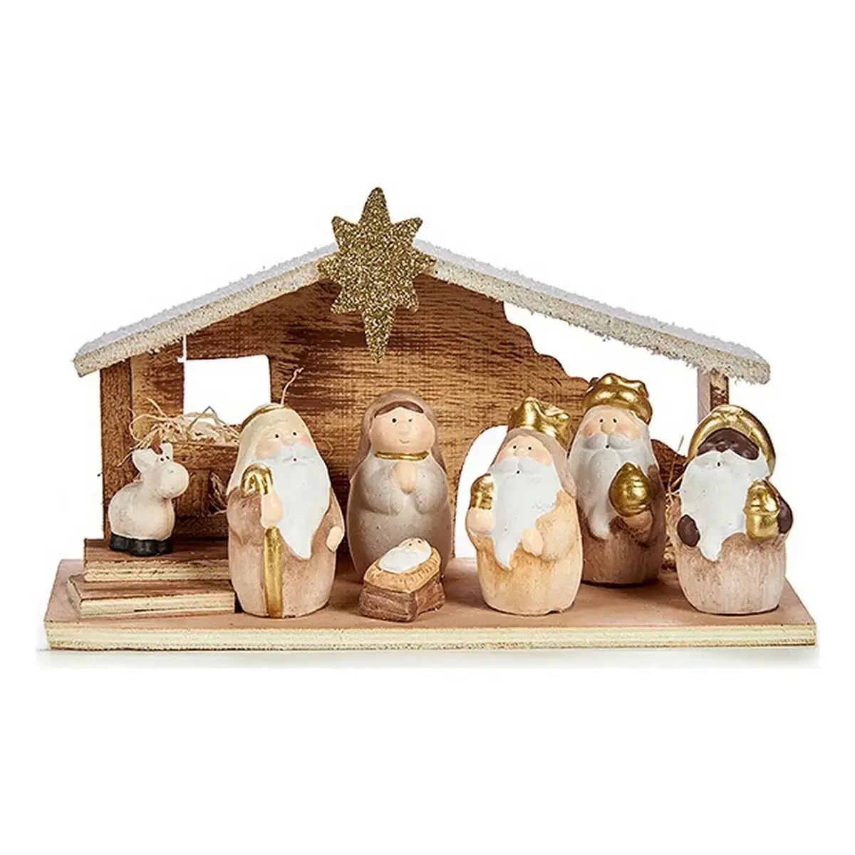 Creche de noel lumiere led 11 5 x 16 5 x 29 5 cm ceramique bois marron blanc_6883. DIAYTAR COTE D'IVOIRE - L'Art de Magasiner sans Frontières. Parcourez notre vaste sélection d'articles et trouvez tout ce dont vous avez besoin, du chic à l'authentique, du moderne au traditionnel.