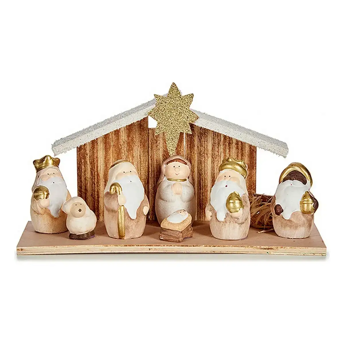 Creche de noel lumiere led 11 x 15 5 x 30 cm ceramique dore bois marron blanc_2455. Entrez dans l'Univers de DIAYTAR COTE D'IVOIRE - Où Chaque Produit a son Histoire. Explorez notre catalogue et découvrez des trésors qui racontent la riche culture du Côte d'Ivoire.