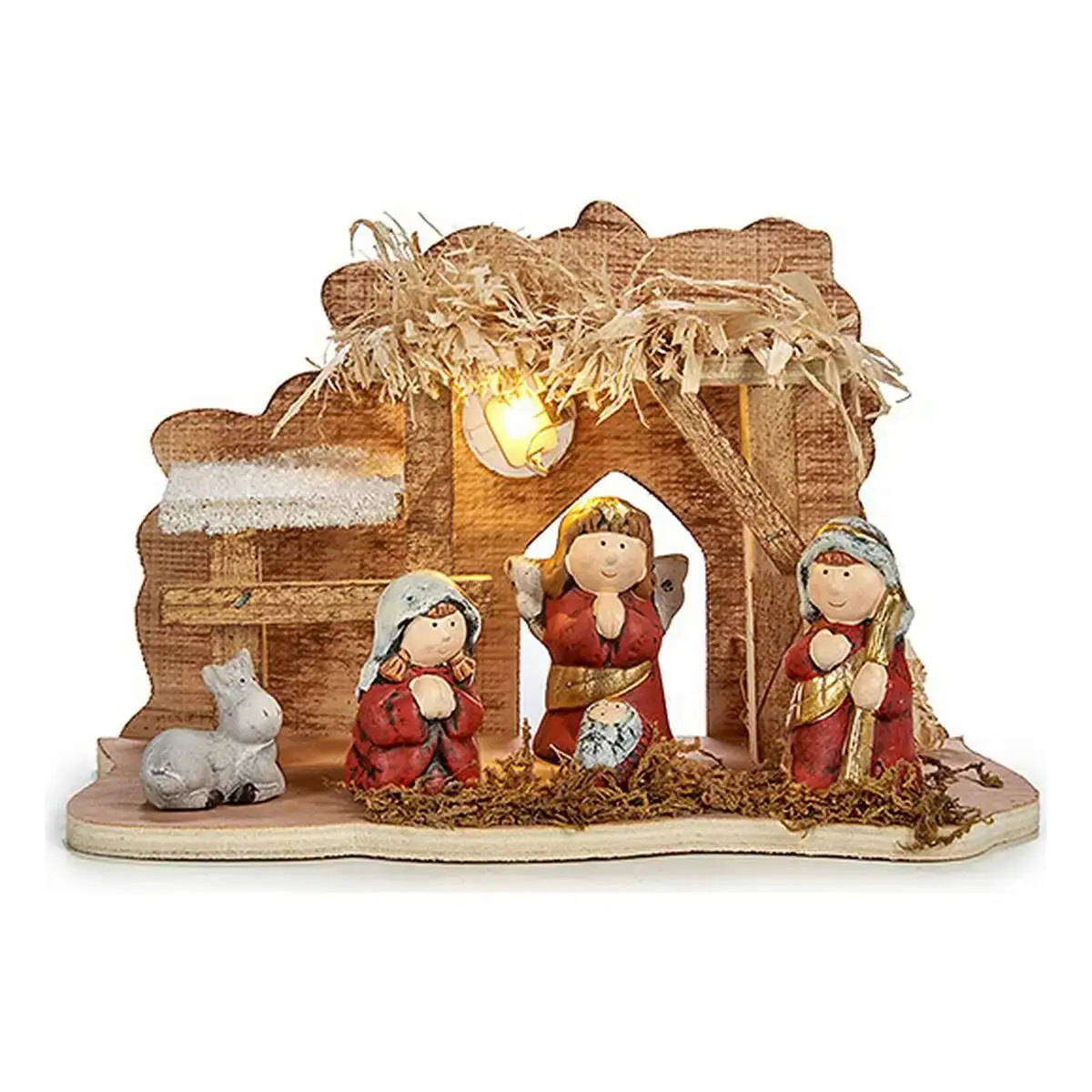 Creche de noel lumiere led 24 5 x 14 5 x 9 5 cm ceramique rouge gris bois marron_3451. DIAYTAR COTE D'IVOIRE - Votre Destination Shopping de Choix. Explorez notre boutique en ligne et découvrez des trésors qui reflètent votre style et votre passion pour l'authenticité.