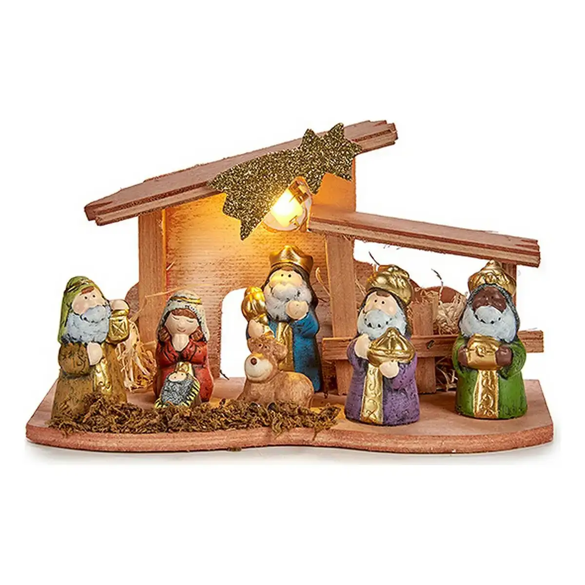 Creche de noel lumiere led 26 x 14 x 12 cm ceramique bois multicouleur_9439. DIAYTAR COTE D'IVOIRE - Où l'Élégance Rencontre l'Authenticité. Naviguez à travers notre boutique en ligne et choisissez des produits qui incarnent le style et la tradition du Côte d'Ivoire.