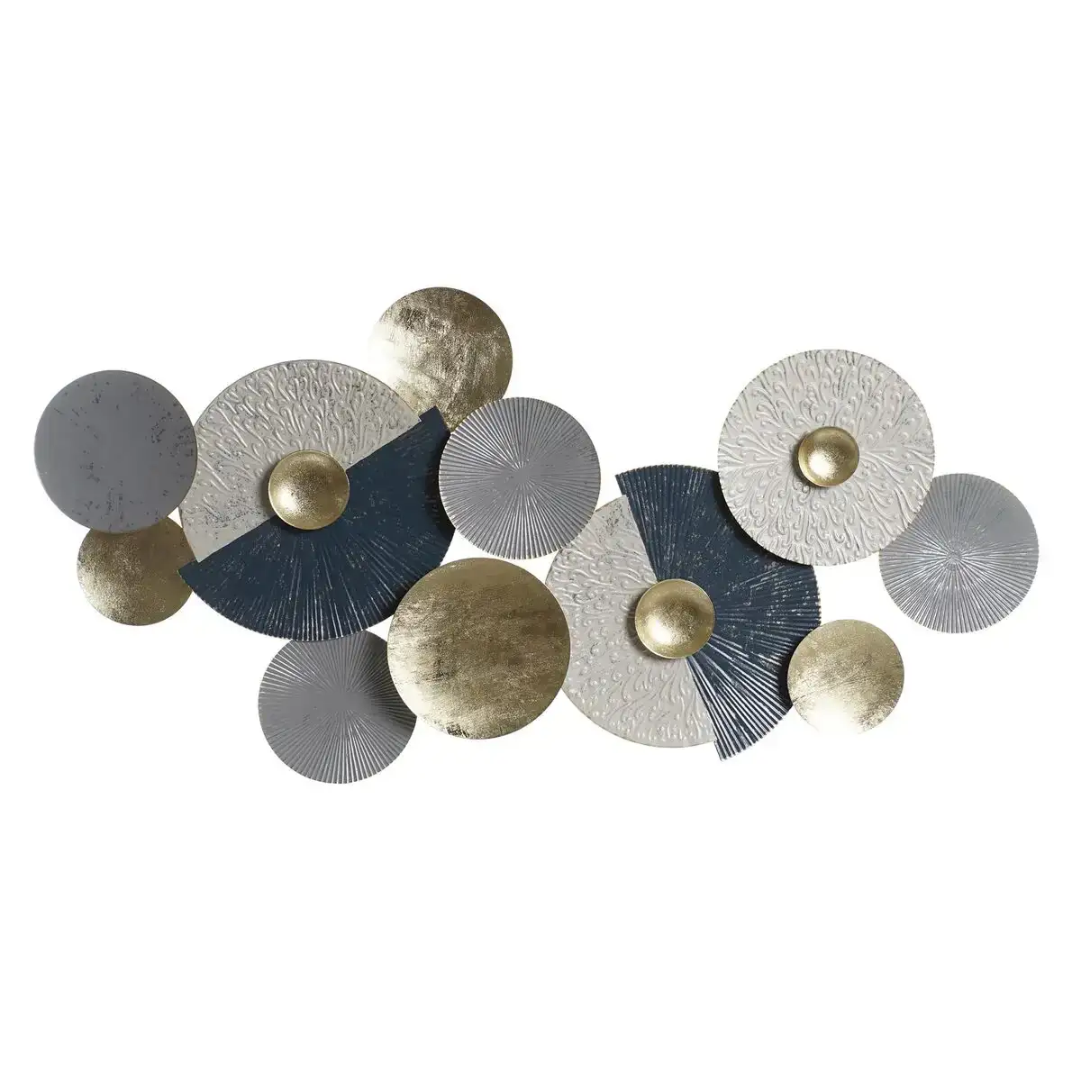 Decoration murale dkd home decor bleu dore metal blanc cercles 135 3 x 5 x 68 6 cm _2327. DIAYTAR COTE D'IVOIRE - Votre Destinée Shopping Personnalisée. Plongez dans notre boutique en ligne et créez votre propre expérience de shopping en choisissant parmi nos produits variés.
