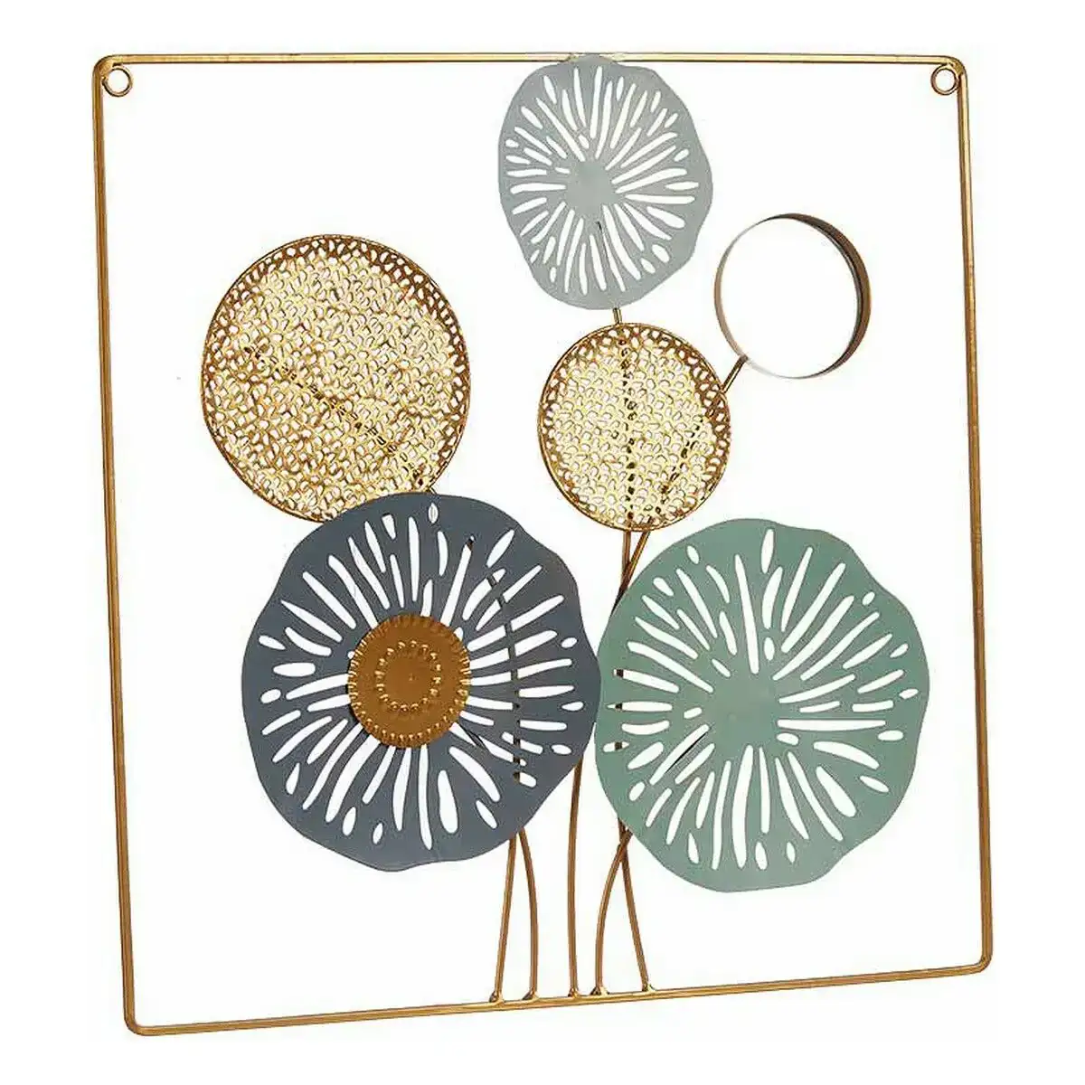 Decoration suspendue fleurs murale verre metal 45 x 45 x 2 cm _4203. DIAYTAR COTE D'IVOIRE - Là où Chaque Produit a son Histoire. Découvrez notre gamme de produits, chacun portant en lui le récit de l'artisanat et de la passion, pour vous offrir une expérience de shopping authentique.