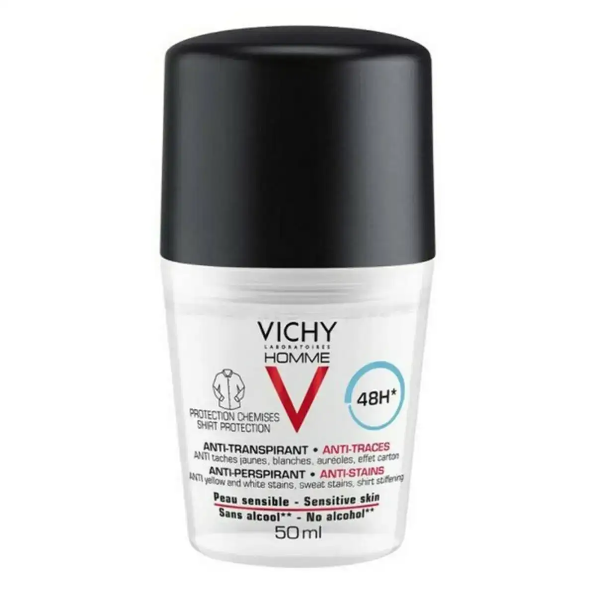 Deodorant roll on vichy homme anti transpirant 48 heures 50 ml_2185. DIAYTAR COTE D'IVOIRE - Votre Passage vers le Raffinement. Plongez dans notre univers de produits exquis et choisissez des articles qui ajoutent une touche de sophistication à votre vie.