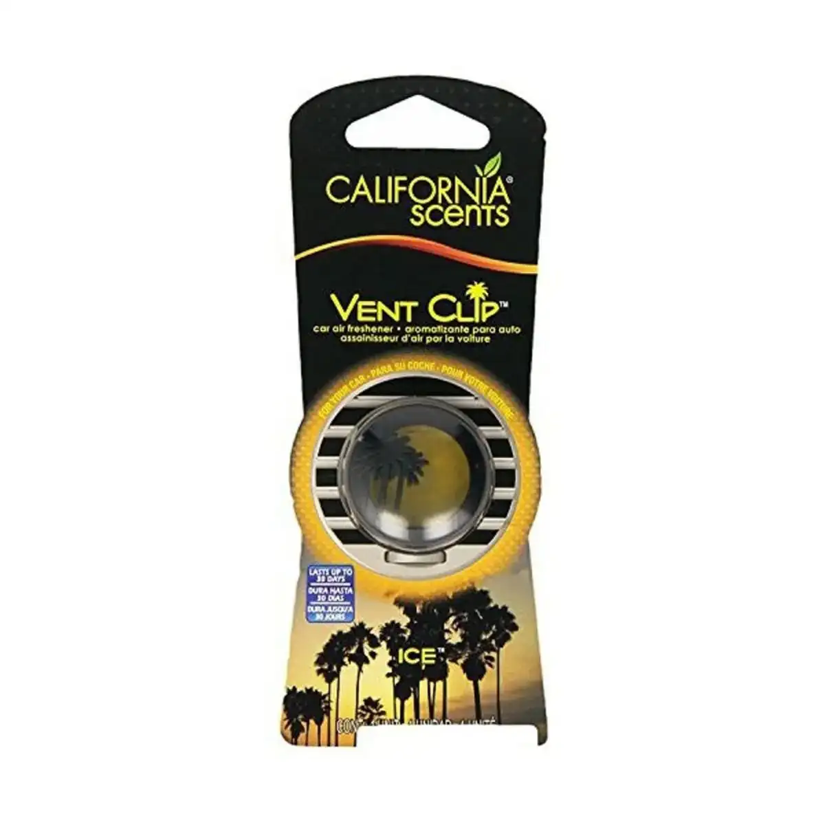 Desodorisant pour voiture california scents vent clip ice_1722. DIAYTAR COTE D'IVOIRE - L'Art de Vivre en Couleurs. Découvrez notre boutique en ligne et trouvez des produits qui ajoutent une palette vibrante à votre quotidien.