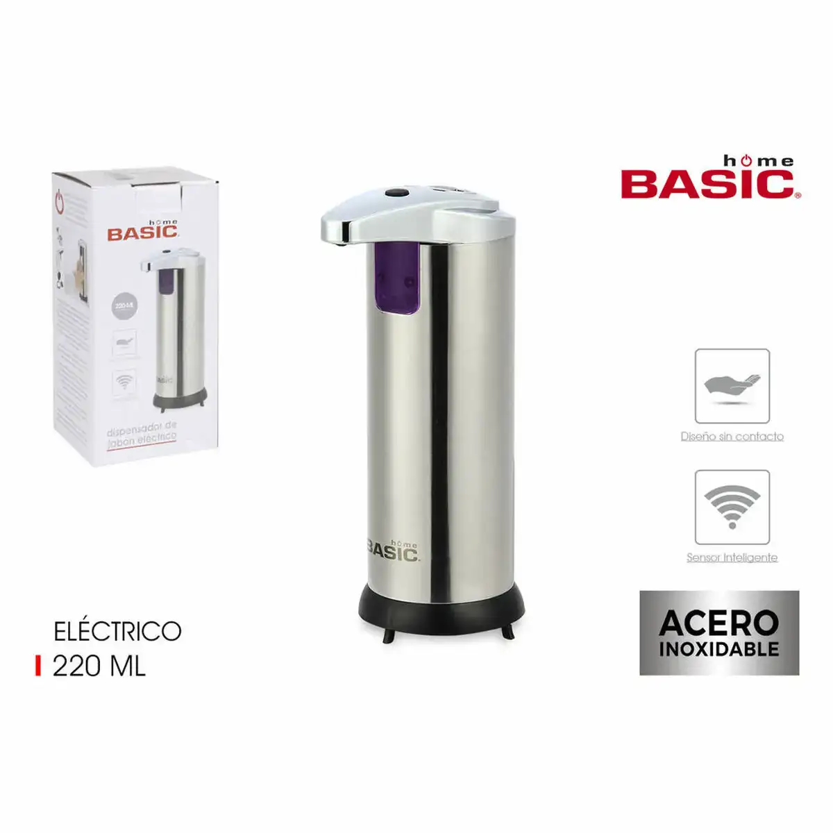 Distributeur automatique de savon avec capteur basic home acier inoxydable 220 ml 12 x 7 x 18 5 cm _7555. DIAYTAR COTE D'IVOIRE - Là où Chaque Produit Est une Trouvaille. Explorez notre sélection minutieuse et découvrez des articles qui correspondent à votre style de vie et à vos aspirations.