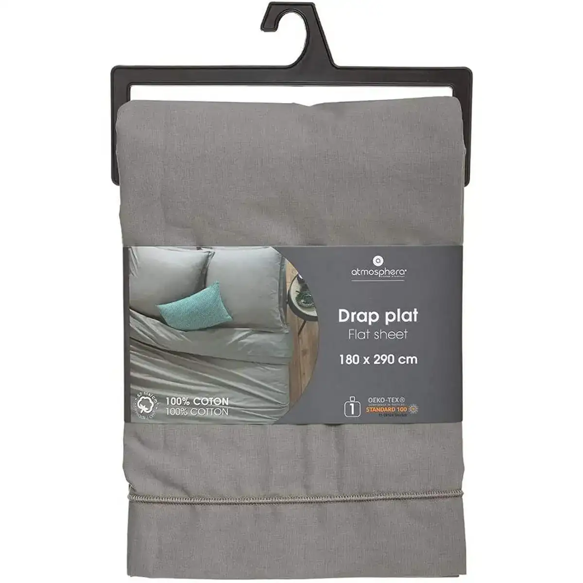 Drap atmosphera gris 180 x 290 cm _3854. DIAYTAR COTE D'IVOIRE - Là où l'Élégance Devient un Mode de Vie. Naviguez à travers notre gamme et choisissez des produits qui apportent une touche raffinée à votre quotidien.