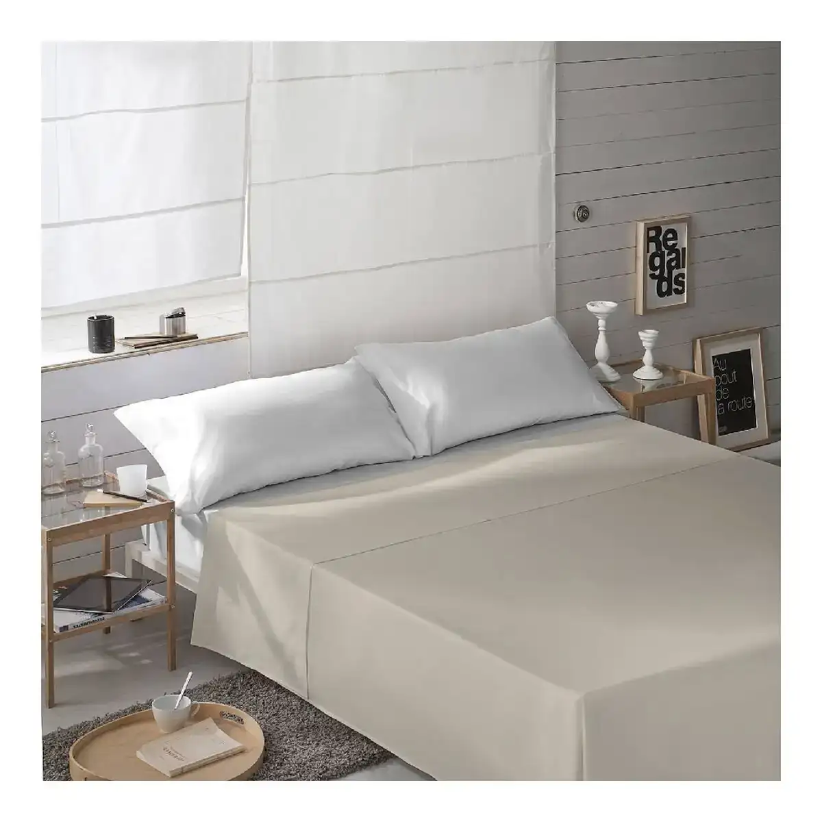 Drap naturals beige 160 x 270 cm lit 1 persone _7570. DIAYTAR COTE D'IVOIRE - Là où Chaque Achat a du Sens. Explorez notre gamme et choisissez des produits qui racontent une histoire, du traditionnel au contemporain.