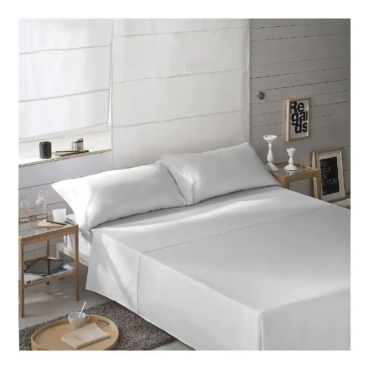 Drap naturals blanc 210 x 270 cm lit 2 persones _4282. DIAYTAR COTE D'IVOIRE - Là où le Shopping devient une Fête des Sens. Plongez dans notre univers et choisissez des produits qui éveillent votre goût pour l'esthétique et l'authenticité.