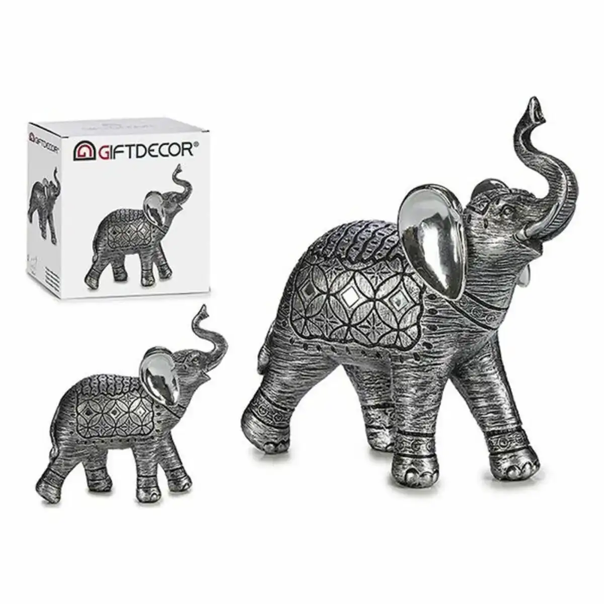 Elephant argente resine_1857. DIAYTAR COTE D'IVOIRE - Votre Boutique en Ligne, Votre Histoire. Explorez notre sélection et découvrez des produits qui reflètent votre parcours et vos aspirations, un achat à la fois.