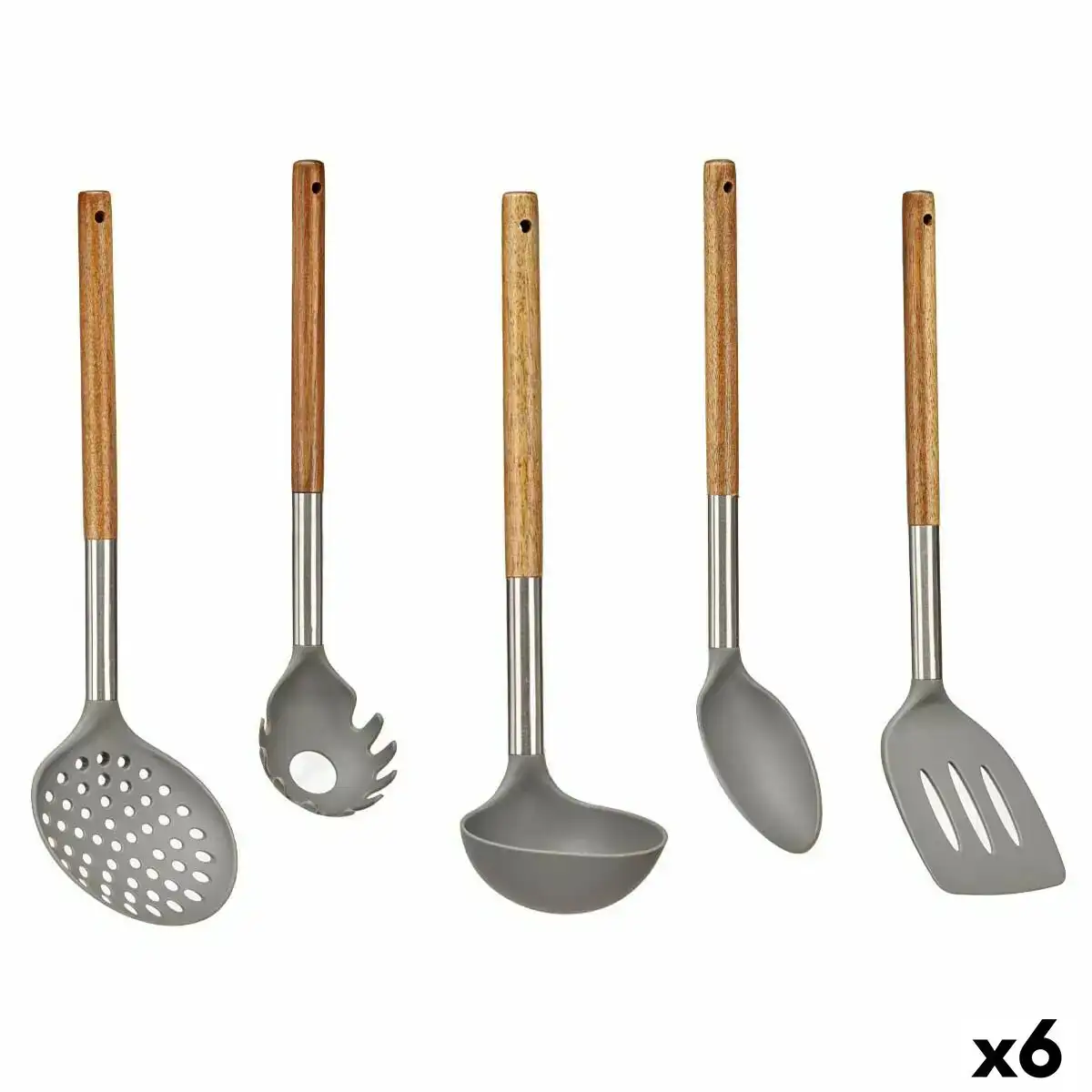 Ensemble d ustensiles de cuisine gris acier inoxydable bois d acacia 6 unites _8645. DIAYTAR COTE D'IVOIRE - Votre Passage vers l'Éclat et la Beauté. Explorez notre boutique en ligne et trouvez des produits qui subliment votre apparence et votre espace.