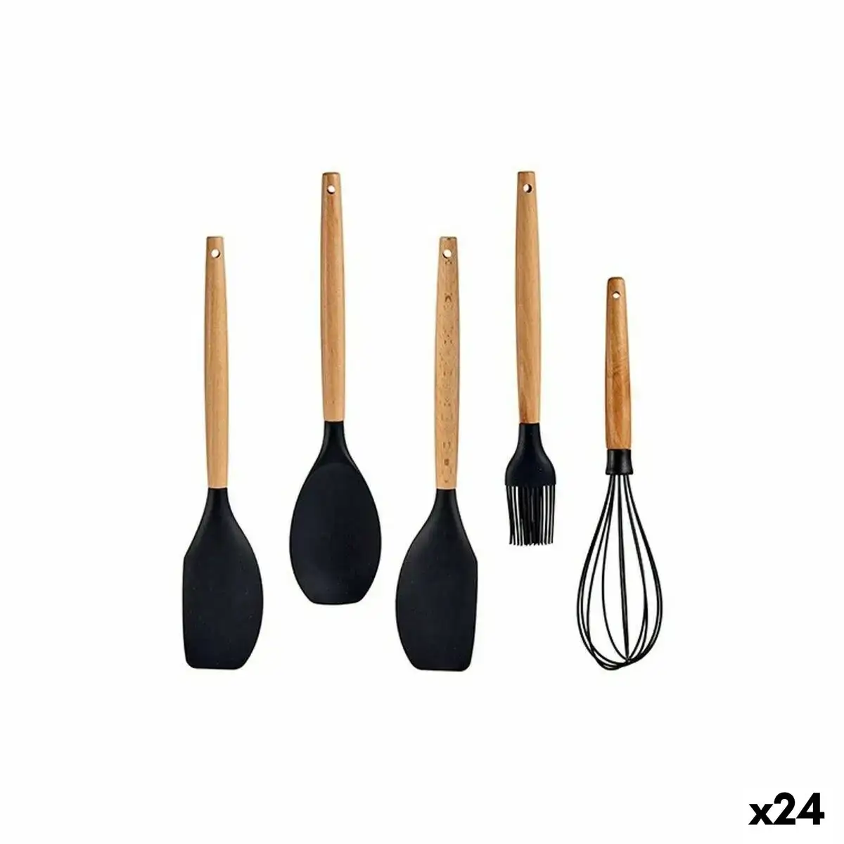 Ensemble d ustensiles de cuisine noir silicone bois de hetre 24 unites _6878. DIAYTAR COTE D'IVOIRE - L'Art de Choisir, l'Art de S'émerveiller. Explorez notre gamme de produits et laissez-vous émerveiller par des créations authentiques et des designs modernes.