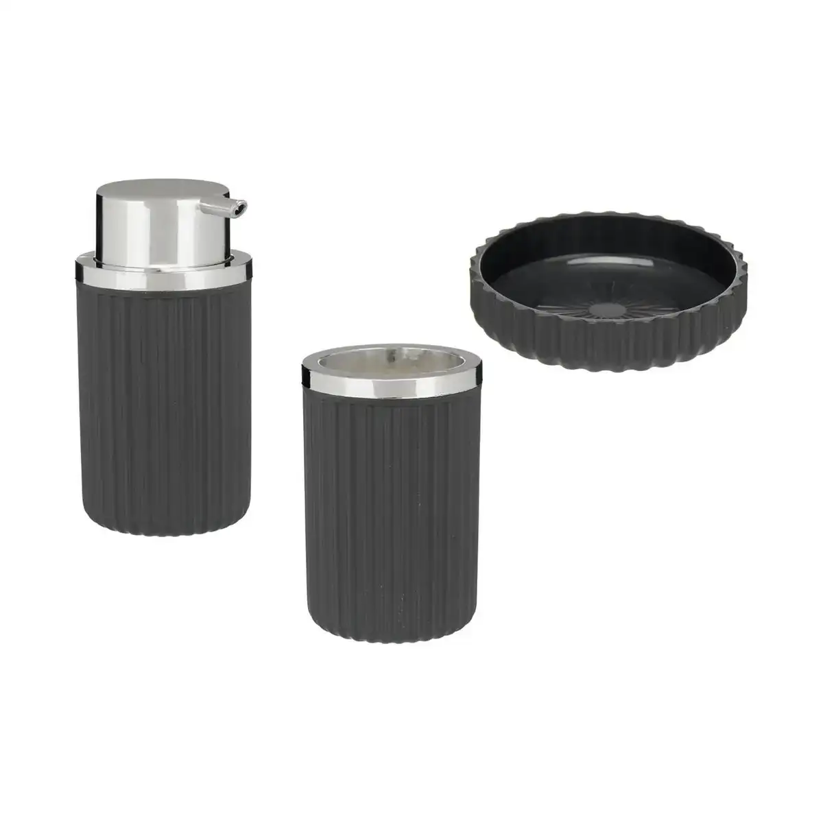Ensemble de bain 3 pieces anthracite plastique_3536. DIAYTAR COTE D'IVOIRE - L'Art de Vivre le Shopping en Ligne. Découvrez notre plateforme intuitive et trouvez des produits qui vous inspirent et vous enchantent, à chaque clic.