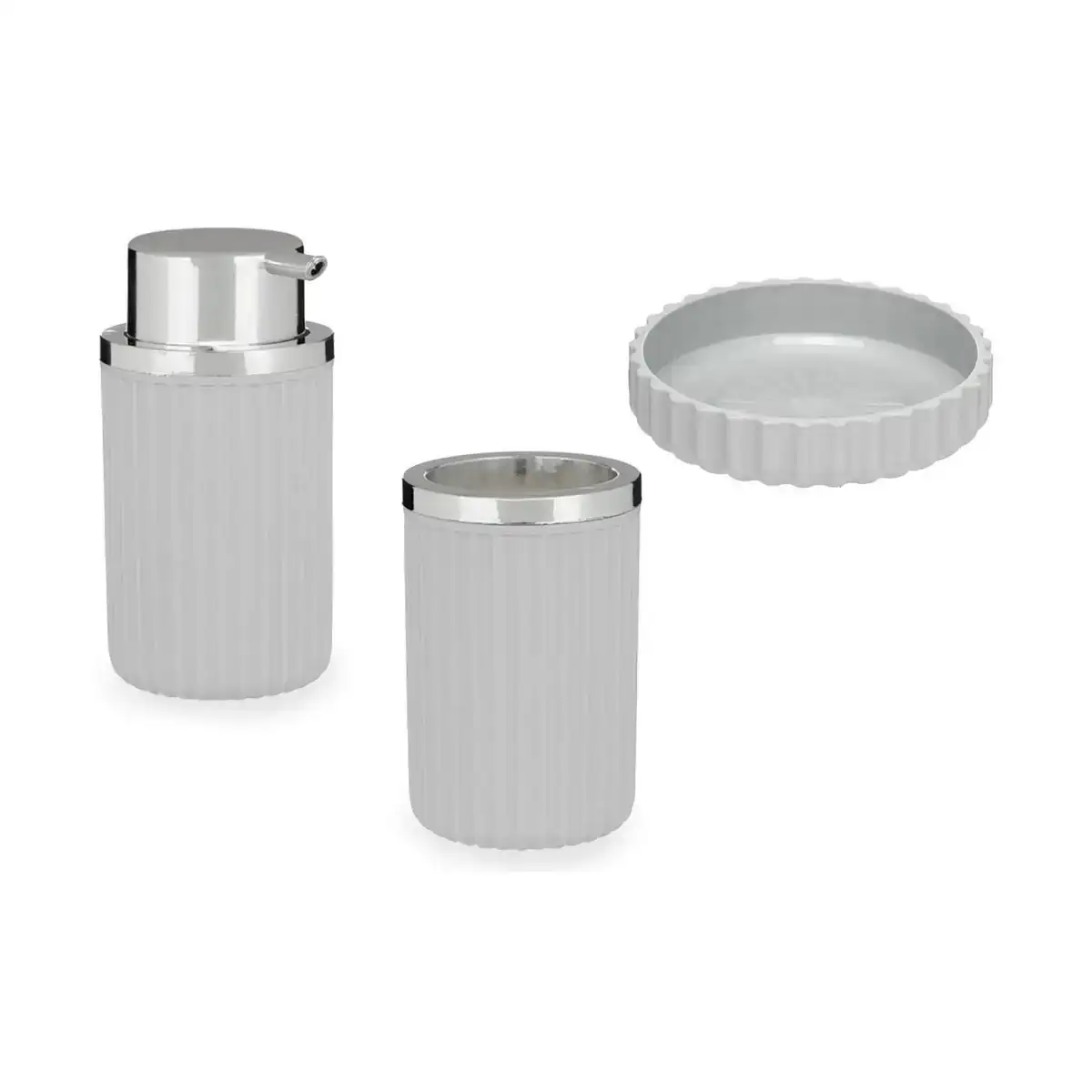 Ensemble de bain 3 pieces gris plastique_7309. DIAYTAR COTE D'IVOIRE - Là où Chaque Produit a son Propre Éclat. Explorez notre boutique en ligne et trouvez des articles qui ajoutent de la brillance à votre quotidien.
