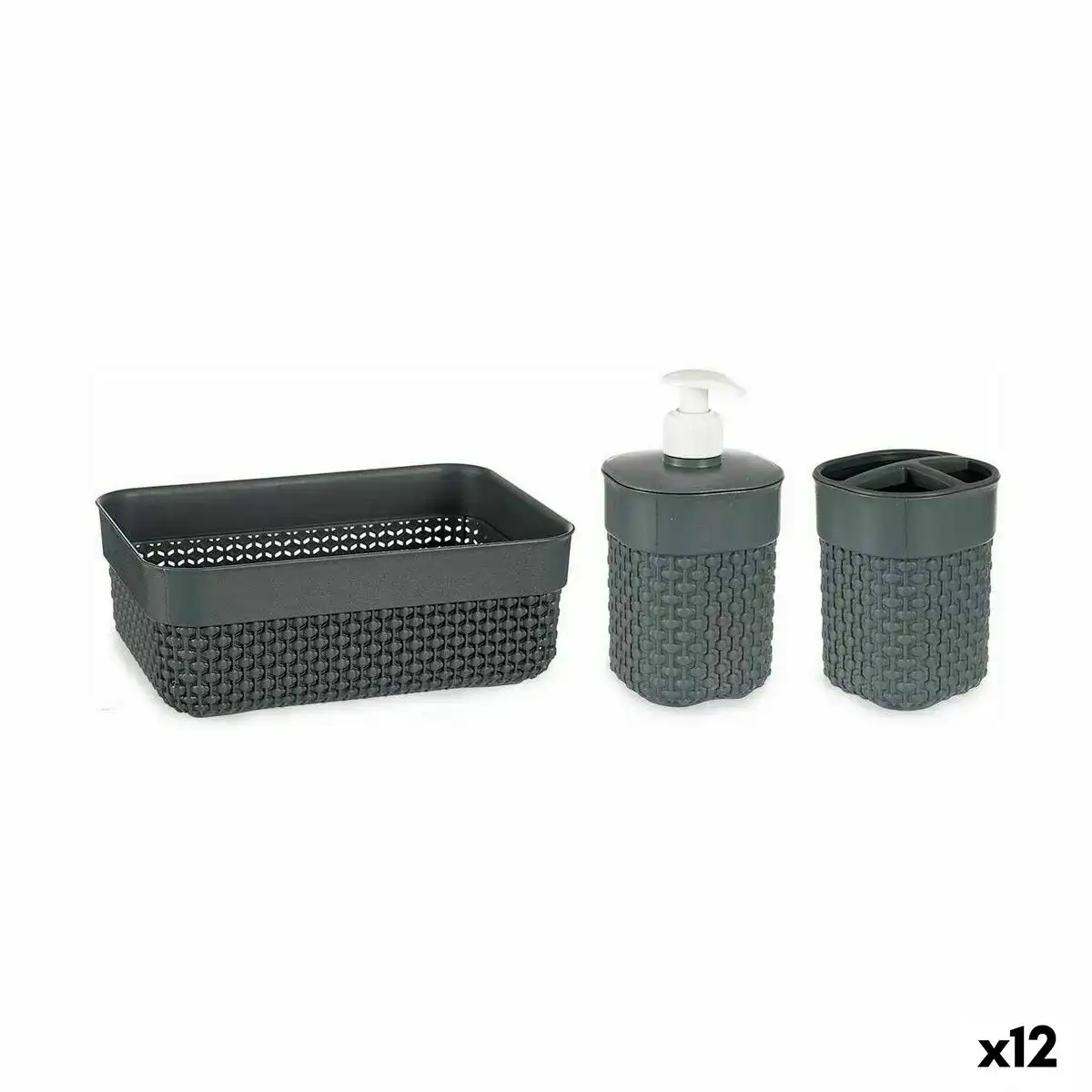 Ensemble de bain anthracite plastique 12 unites _8994. Bienvenue sur DIAYTAR COTE D'IVOIRE - Où Chaque Produit a son Histoire. Découvrez notre sélection unique et choisissez des articles qui racontent la richesse culturelle et artistique du Côte d'Ivoire.