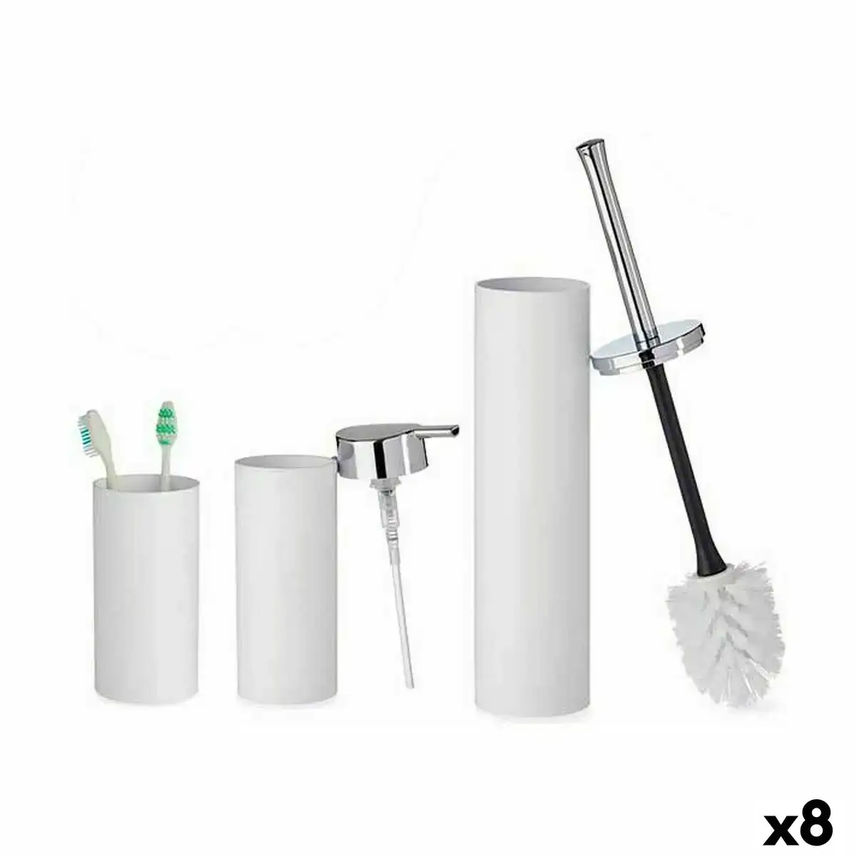 Ensemble de bain blanc plastique 8 unites _8348. Bienvenue chez DIAYTAR COTE D'IVOIRE - Où le Shopping Devient un Plaisir. Découvrez notre boutique en ligne et trouvez des trésors qui égaieront chaque jour de votre vie.