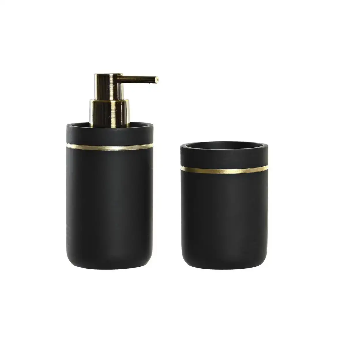 Ensemble de bain dkd home decor noir dore resine 7 x 7 x 17 cm_3385. DIAYTAR COTE D'IVOIRE - L'Art de Vivre le Shopping Authentique. Découvrez notre boutique en ligne et trouvez des produits qui célèbrent la culture et l'héritage du Côte d'Ivoire.