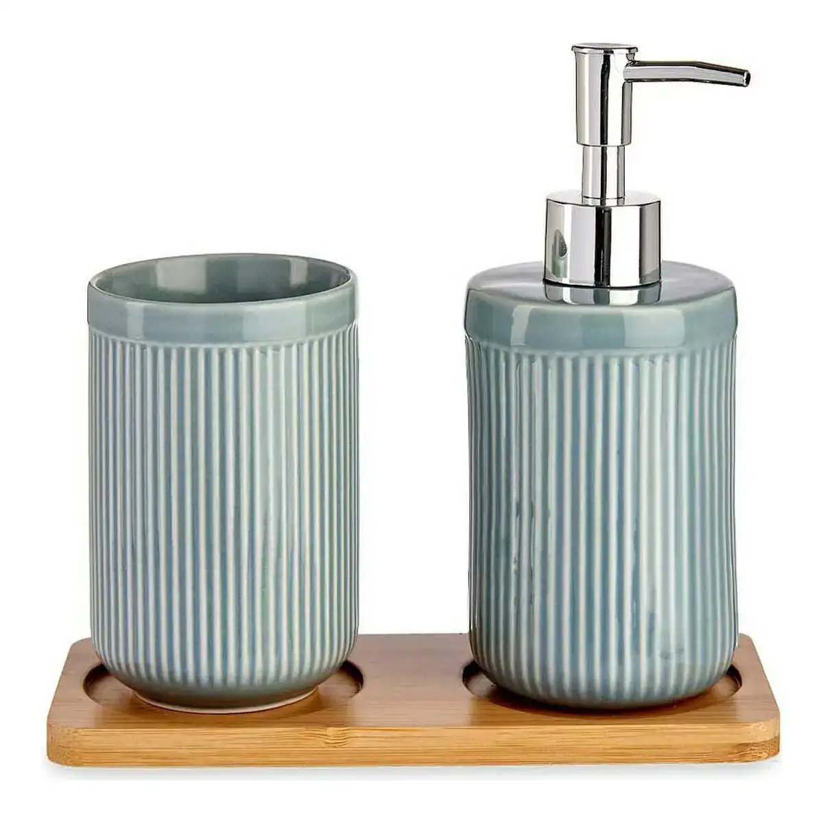 Ensemble de bain gris ceramique bambou 3 pcs _9451. DIAYTAR COTE D'IVOIRE - Votre Passage vers le Raffinement. Plongez dans notre univers de produits exquis et choisissez des articles qui ajoutent une touche de sophistication à votre vie.