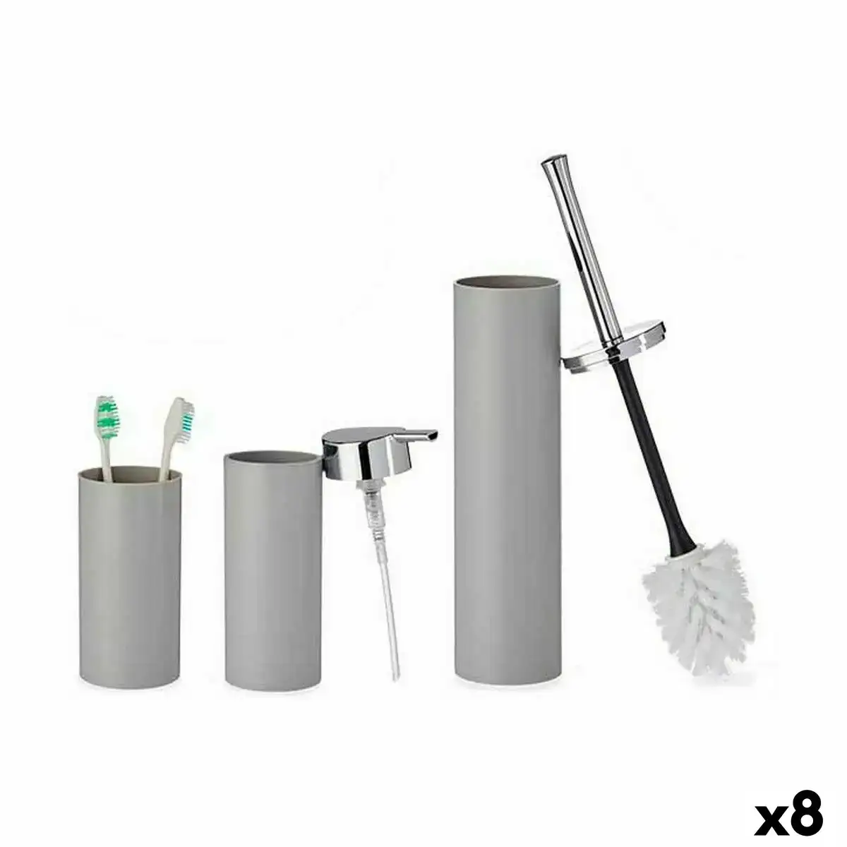 Ensemble de bain gris plastique 8 unites _4728. Bienvenue chez DIAYTAR COTE D'IVOIRE - Où le Shopping Rime avec Diversité. Plongez dans notre univers de produits et découvrez des trésors qui représentent la richesse culturelle du Côte d'Ivoire.