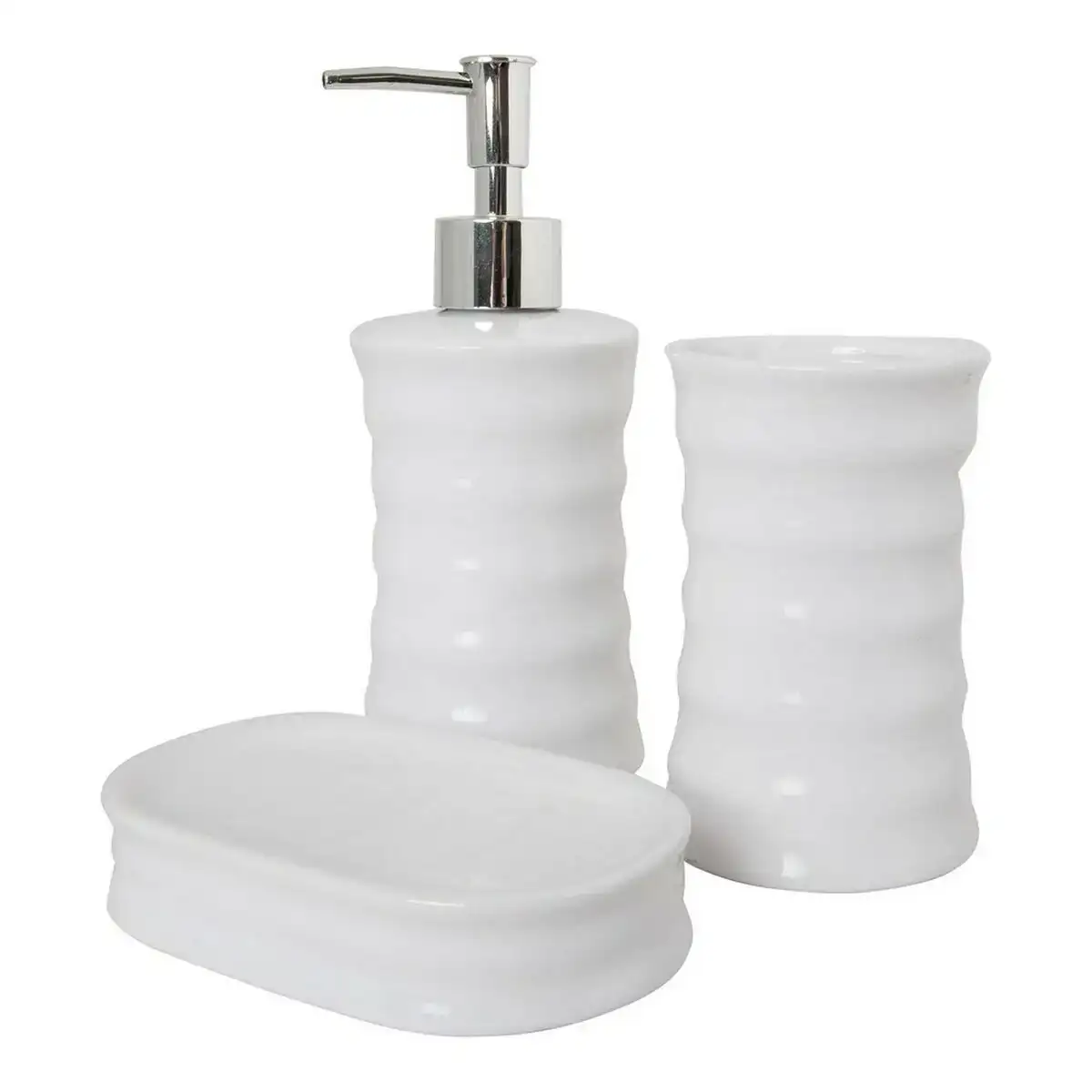 Ensemble de bain ondes ceramique blanc 3 pcs _6162. DIAYTAR COTE D'IVOIRE - Là où Chaque Produit a son Histoire. Découvrez notre gamme de produits, chacun portant en lui le récit de l'artisanat et de la passion, pour vous offrir une expérience de shopping authentique.