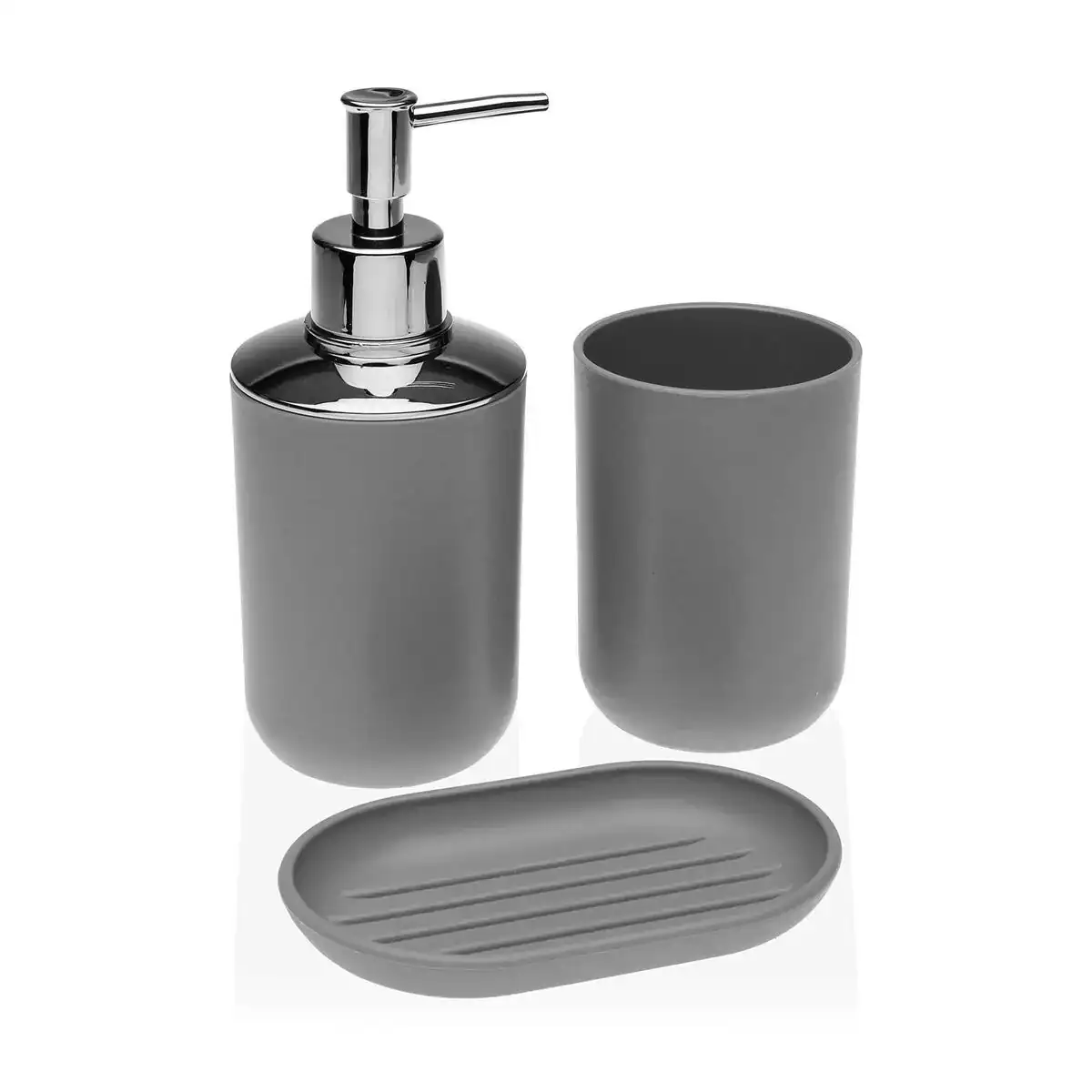 Ensemble de bain versa gris polypropylene 7 5 x 18 x 7 5 cm _4313. DIAYTAR COTE D'IVOIRE - Où Choisir est un Acte de Création. Naviguez à travers notre plateforme et choisissez des produits qui complètent votre histoire personnelle.