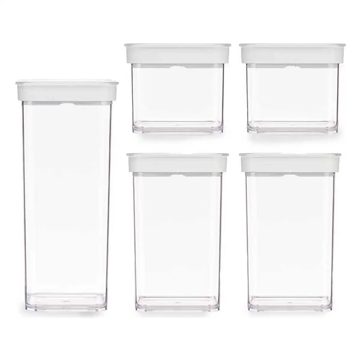 Ensemble de contenants de cuisine hermetiques empilables 5 pieces transparent abs polystyrene_2289. DIAYTAR COTE D'IVOIRE - Votre Destination pour un Shopping Unique. Parcourez notre catalogue et trouvez des articles qui expriment votre singularité et votre style.
