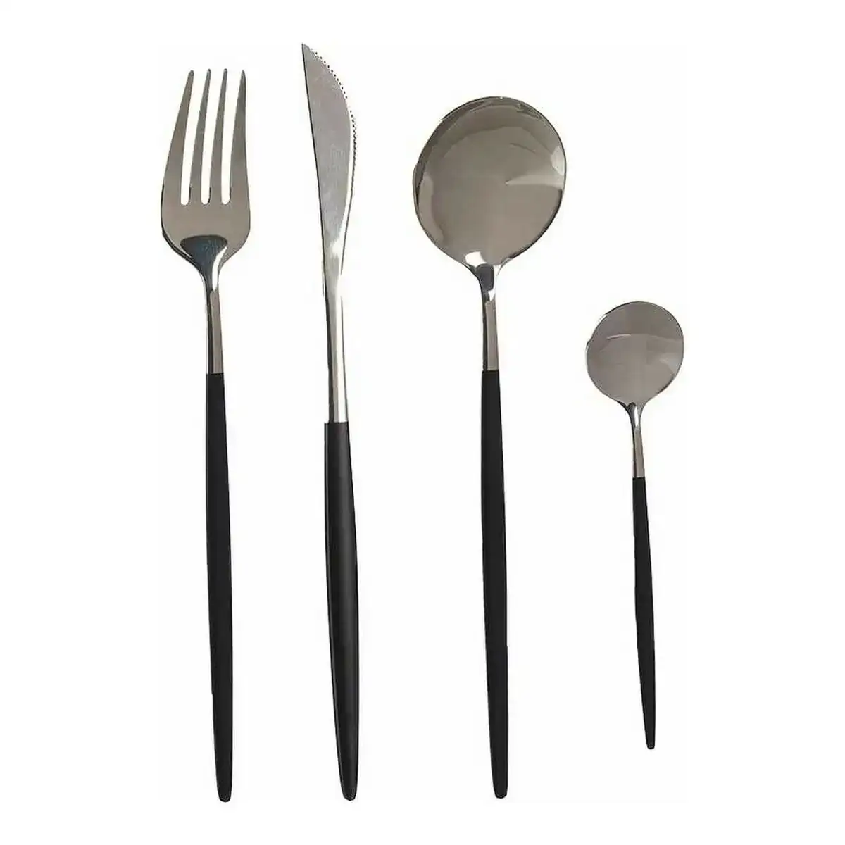 Ensemble de couverts argente noir acier inoxydable 8 pcs _8226. DIAYTAR COTE D'IVOIRE - L'Art de Vivre avec Authenticité. Explorez notre gamme de produits artisanaux et découvrez des articles qui apportent une touche unique à votre vie.