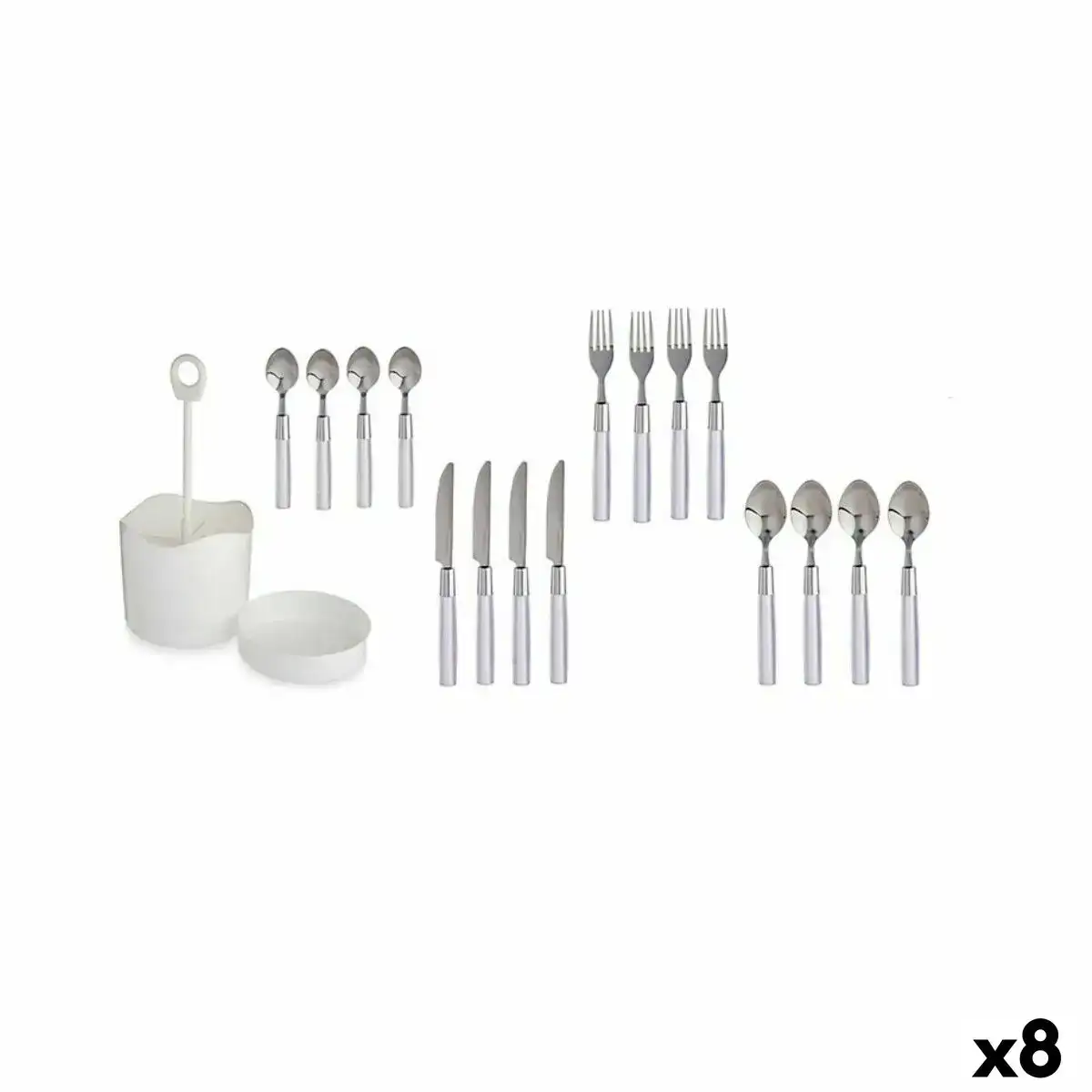 Ensemble de couverts blanc acier inoxydable 8 unites _8227. DIAYTAR COTE D'IVOIRE - Là où la Tradition Devient Tendance. Naviguez à travers notre boutique en ligne et choisissez des produits qui allient l'authenticité au contemporain.