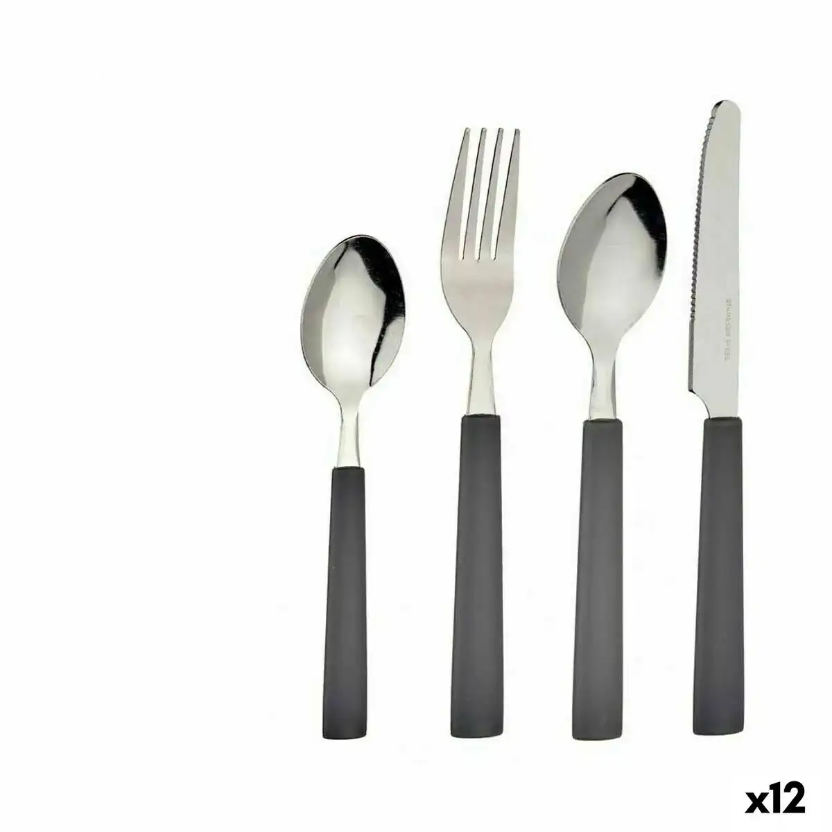 Ensemble de couverts gris acier inoxydable 12 unites _1015. DIAYTAR COTE D'IVOIRE - L'Art de Vivre en Couleurs et en Styles. Parcourez notre sélection et trouvez des articles qui reflètent votre personnalité et votre goût pour la vie.