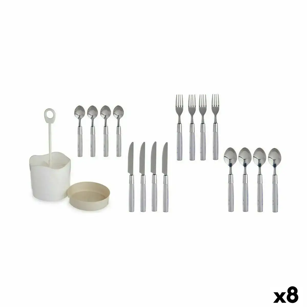 Ensemble de couverts gris acier inoxydable 8 unites _4696. DIAYTAR COTE D'IVOIRE - L'Art de Vivre le Shopping Authentique. Découvrez notre boutique en ligne et trouvez des produits qui incarnent la passion et le savoir-faire du Côte d'Ivoire.