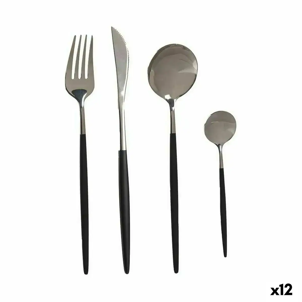Ensemble de couverts noir argente acier inoxydable 12 unites _1489. DIAYTAR COTE D'IVOIRE - Votre Portail Vers l'Élégance Accessible. Parcourez notre boutique en ligne pour découvrir des produits qui incarnent le luxe à des prix abordables.